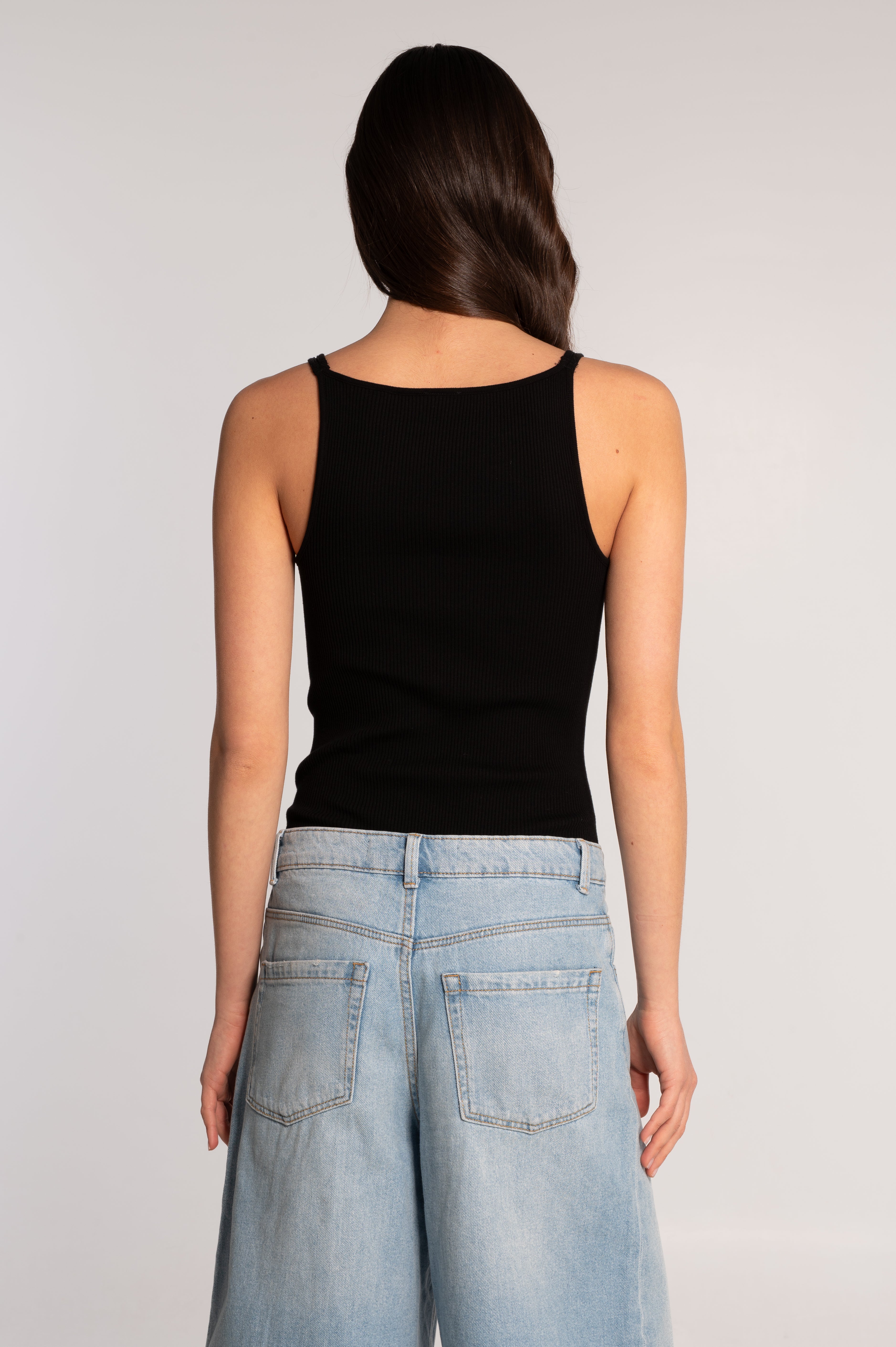 Cotton bodysuit with halterneck and double straps 7174