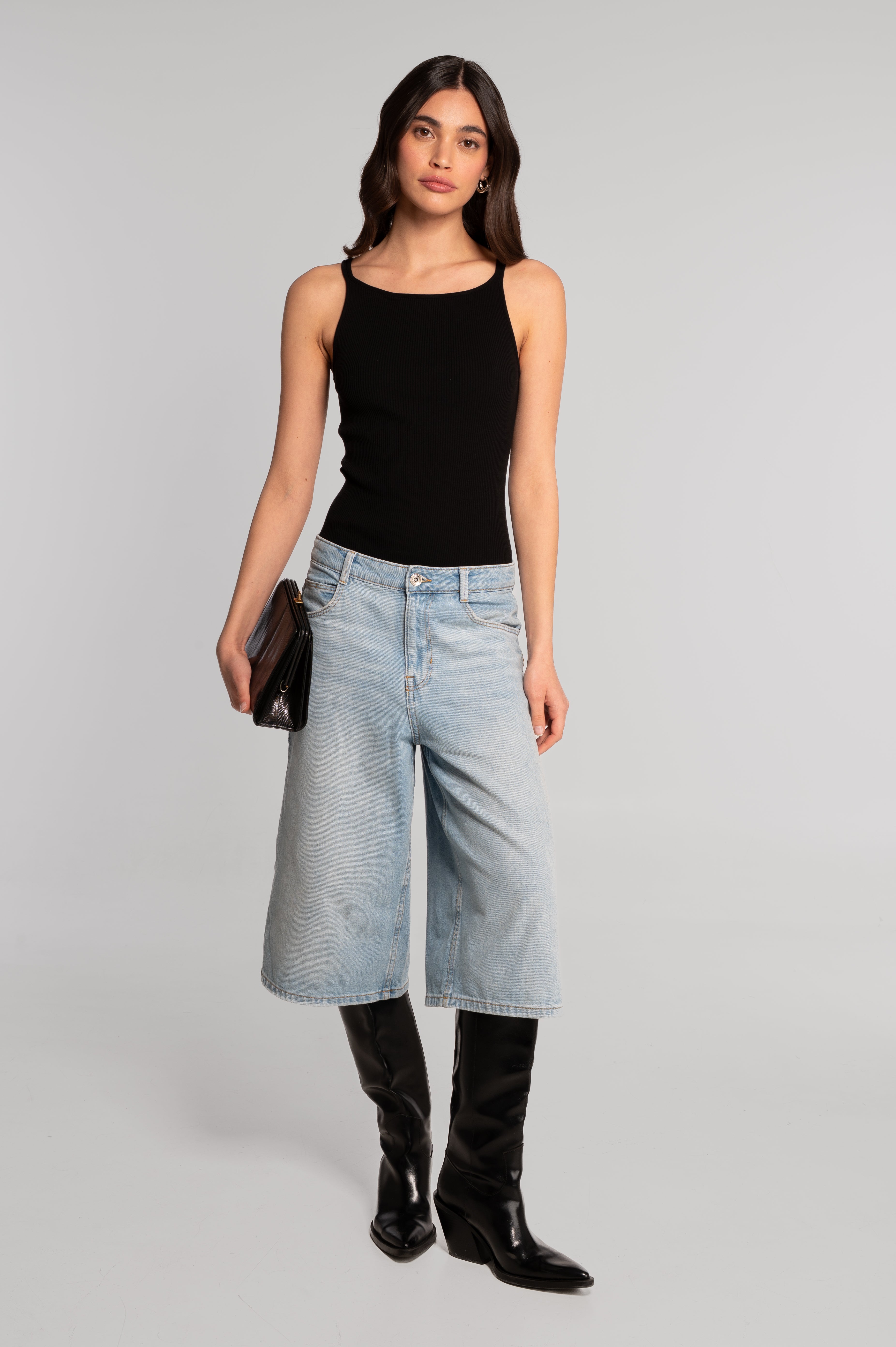 Cotton bodysuit with halterneck and double straps 7174