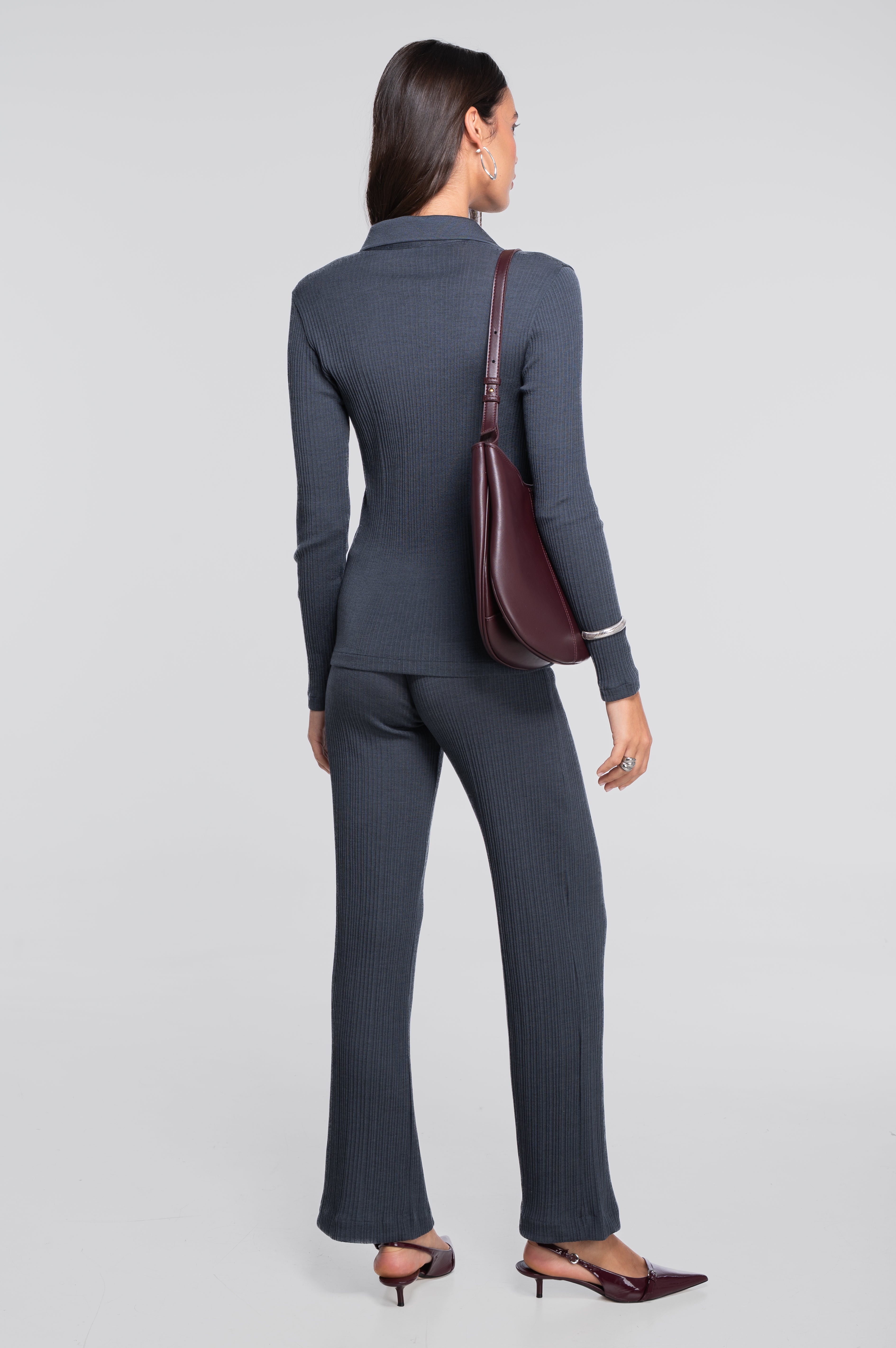 Polo à manches longues en laine et soie 7460