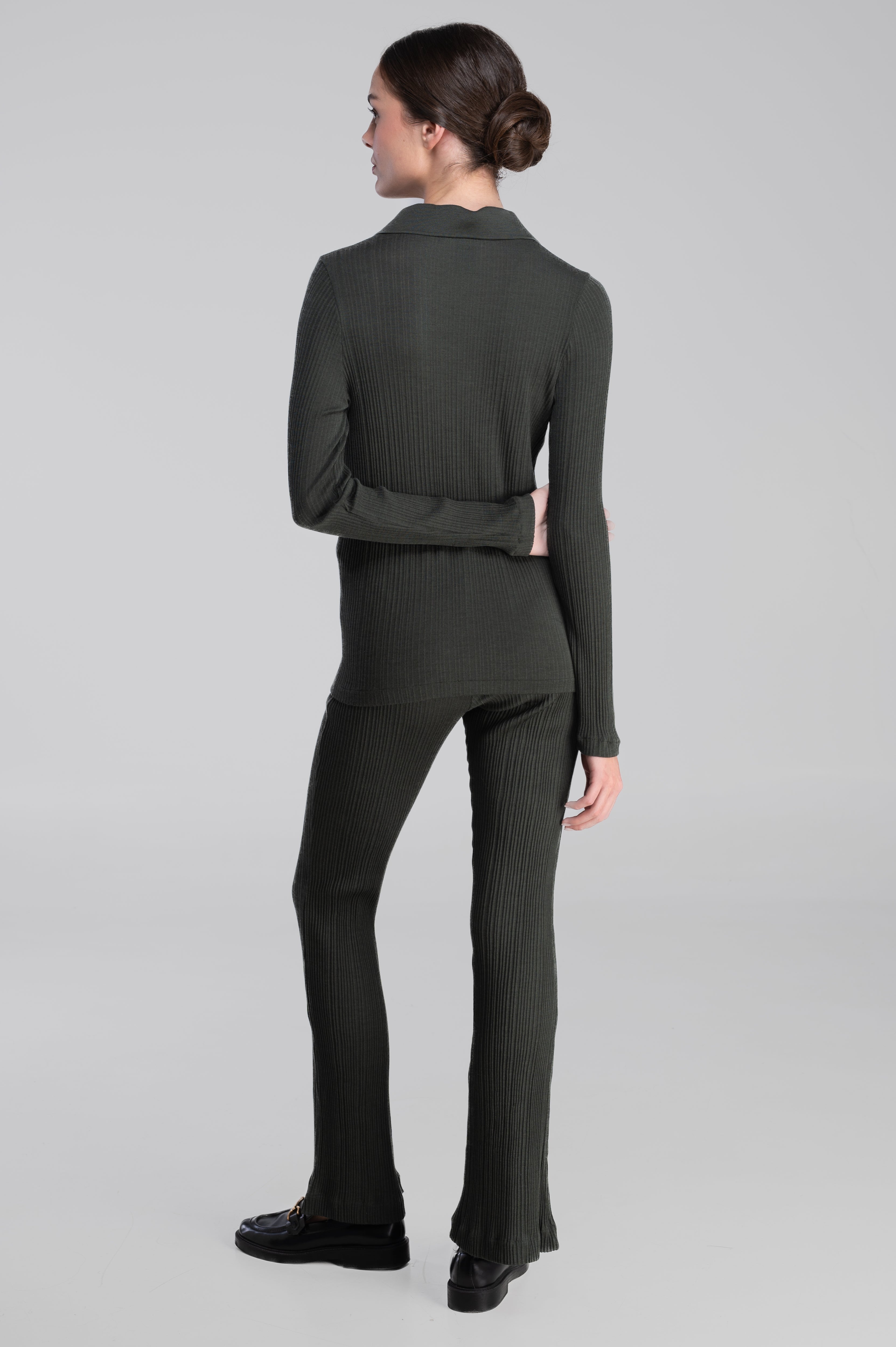 Polo à manches longues en laine et soie 7460