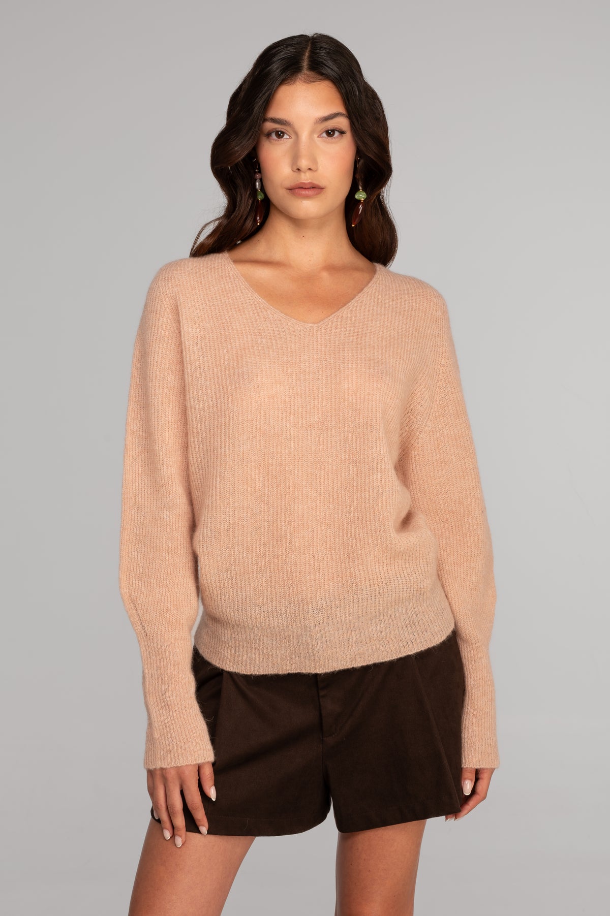 V neck pullover in alpaca 7483