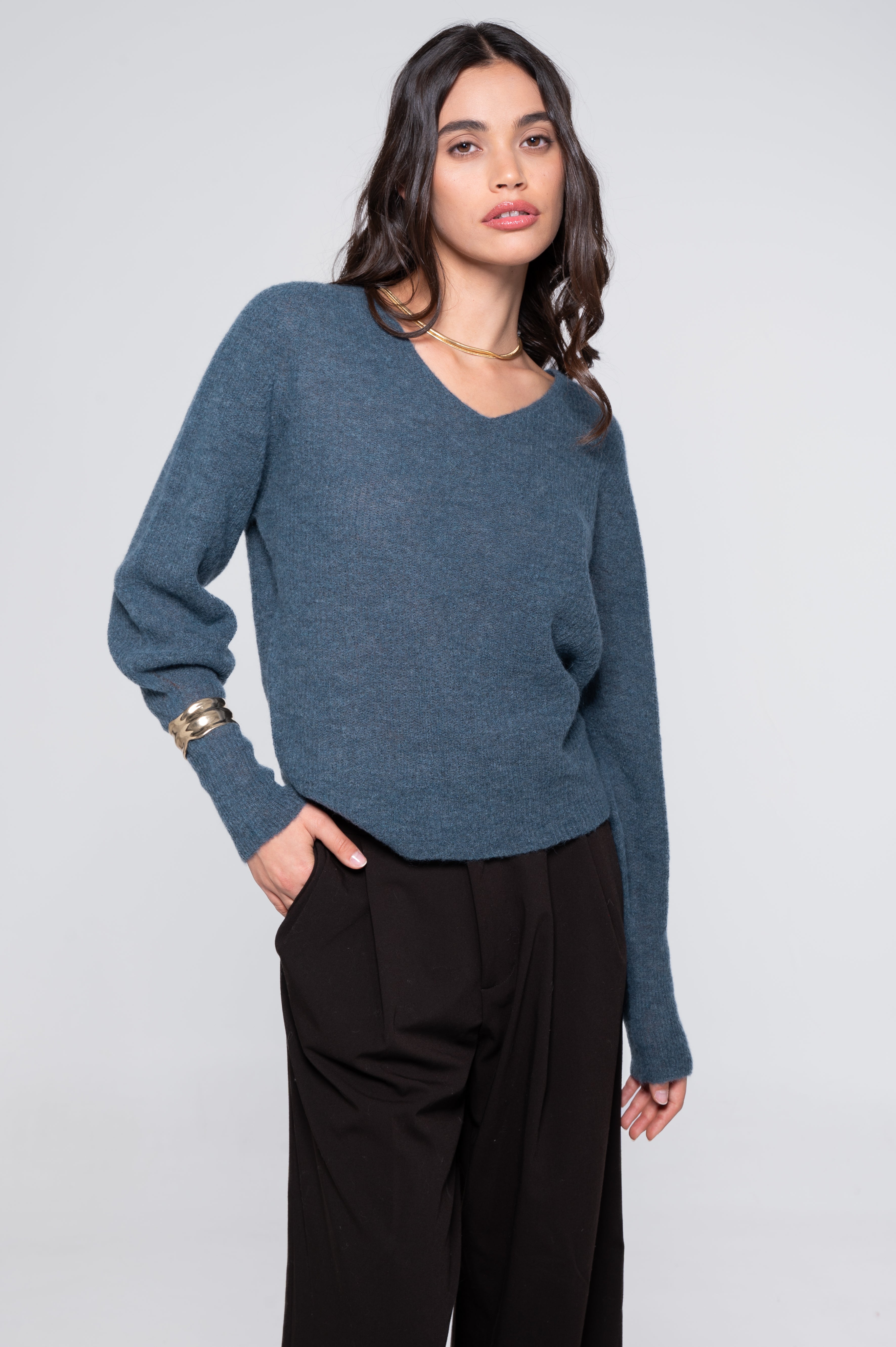V neck pullover in alpaca 7483