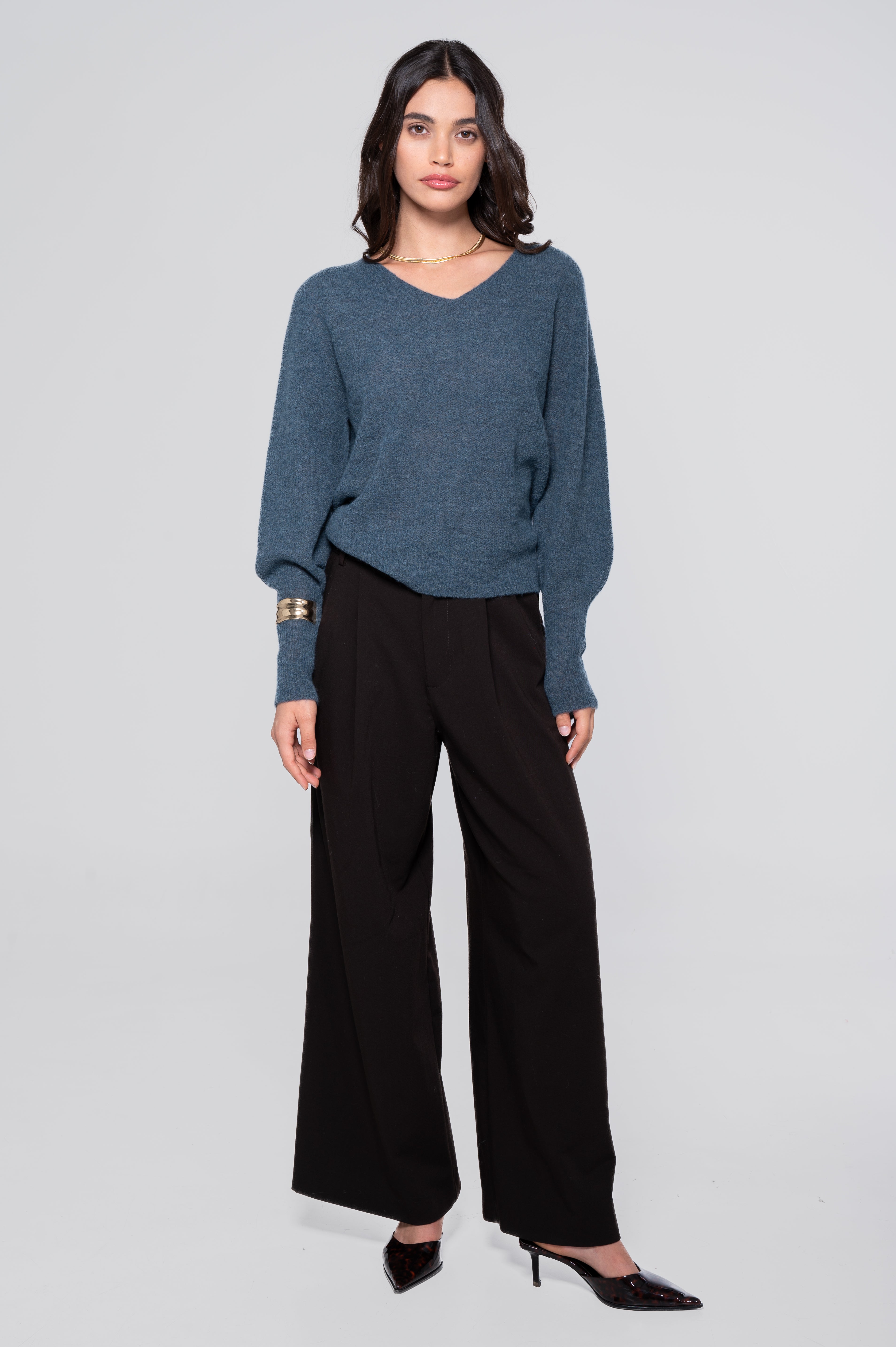 V neck pullover in alpaca 7483