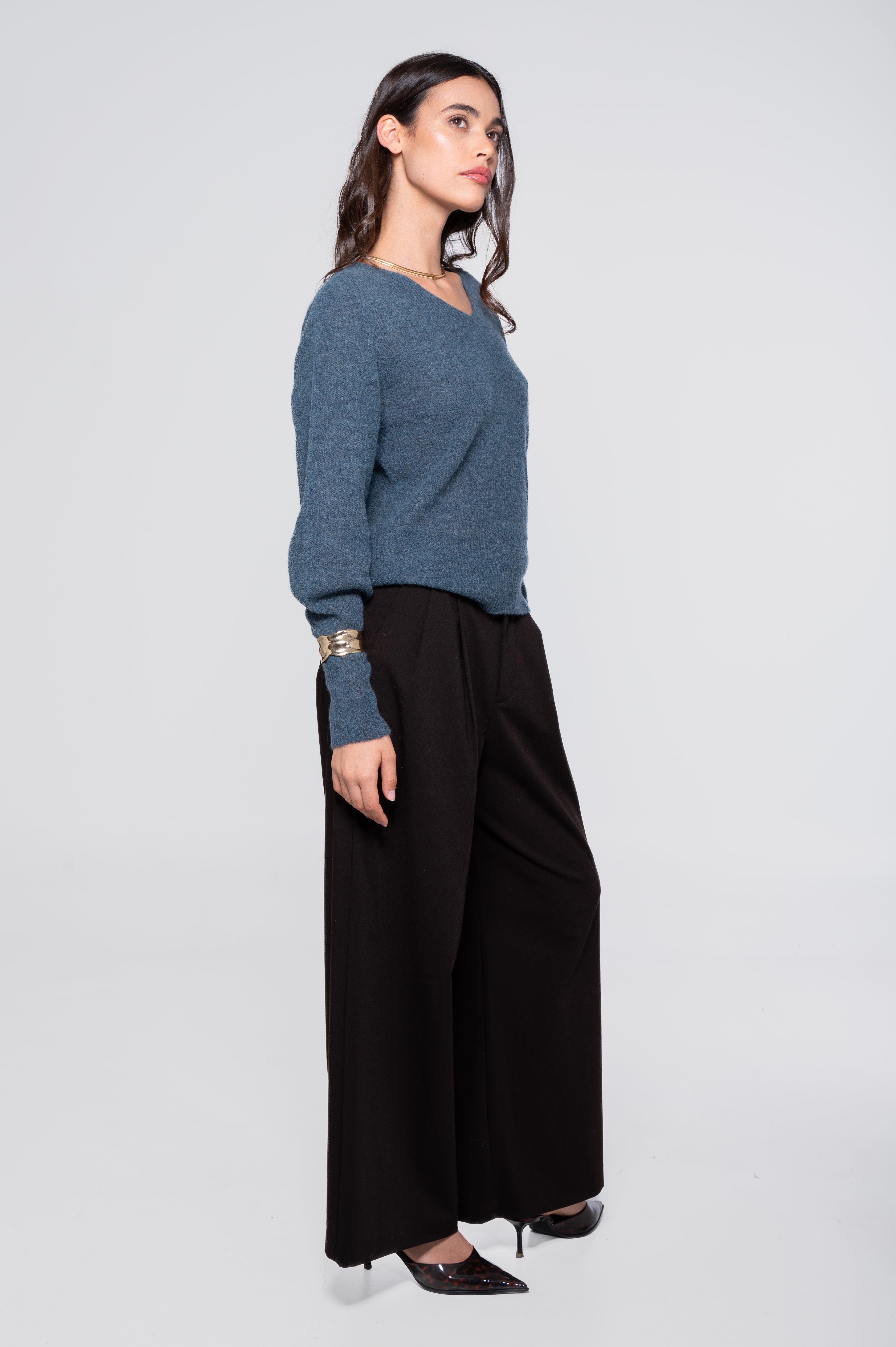 V neck pullover in alpaca 7483