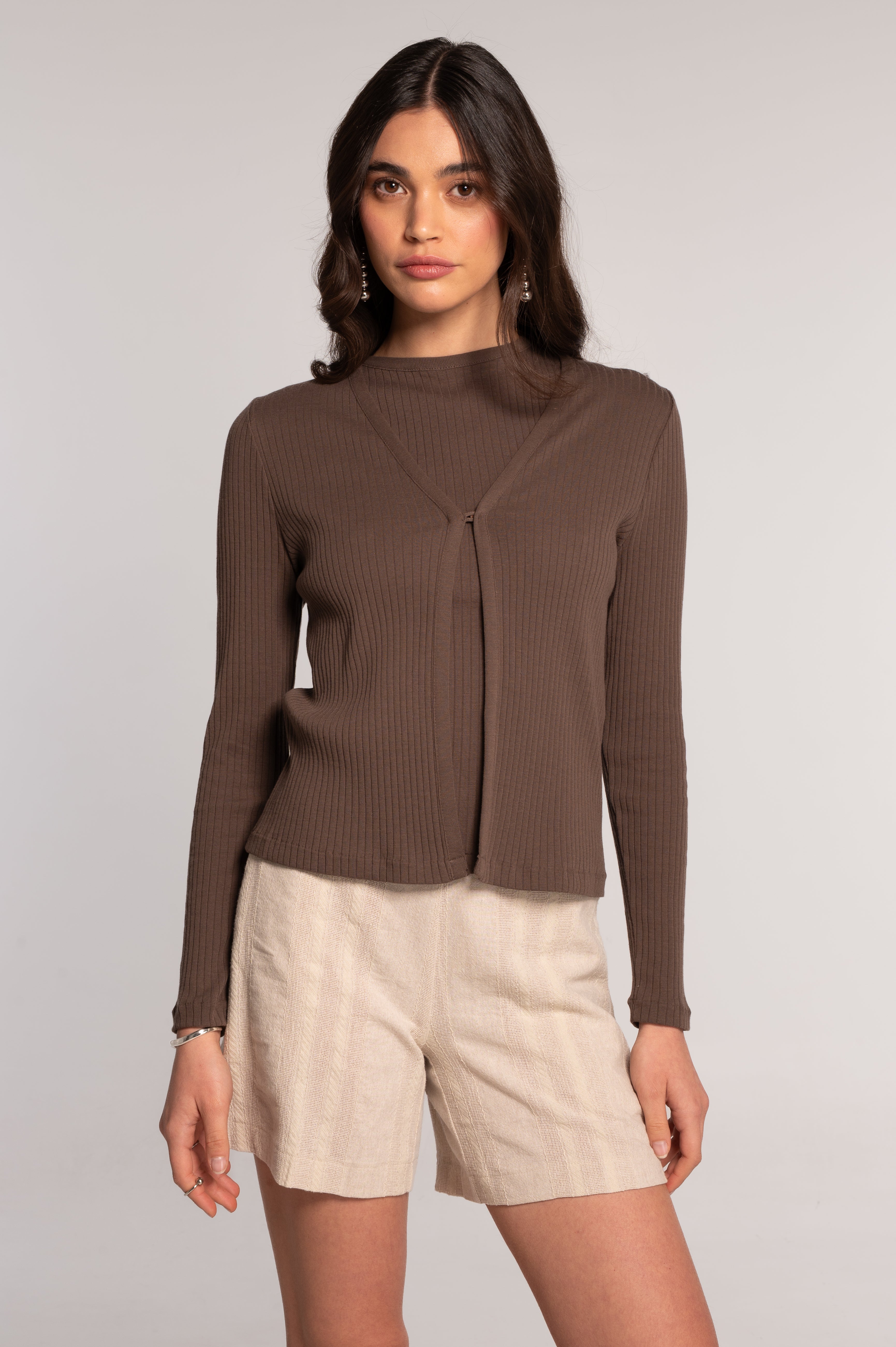 Cotton long sleeves cardigan 7564