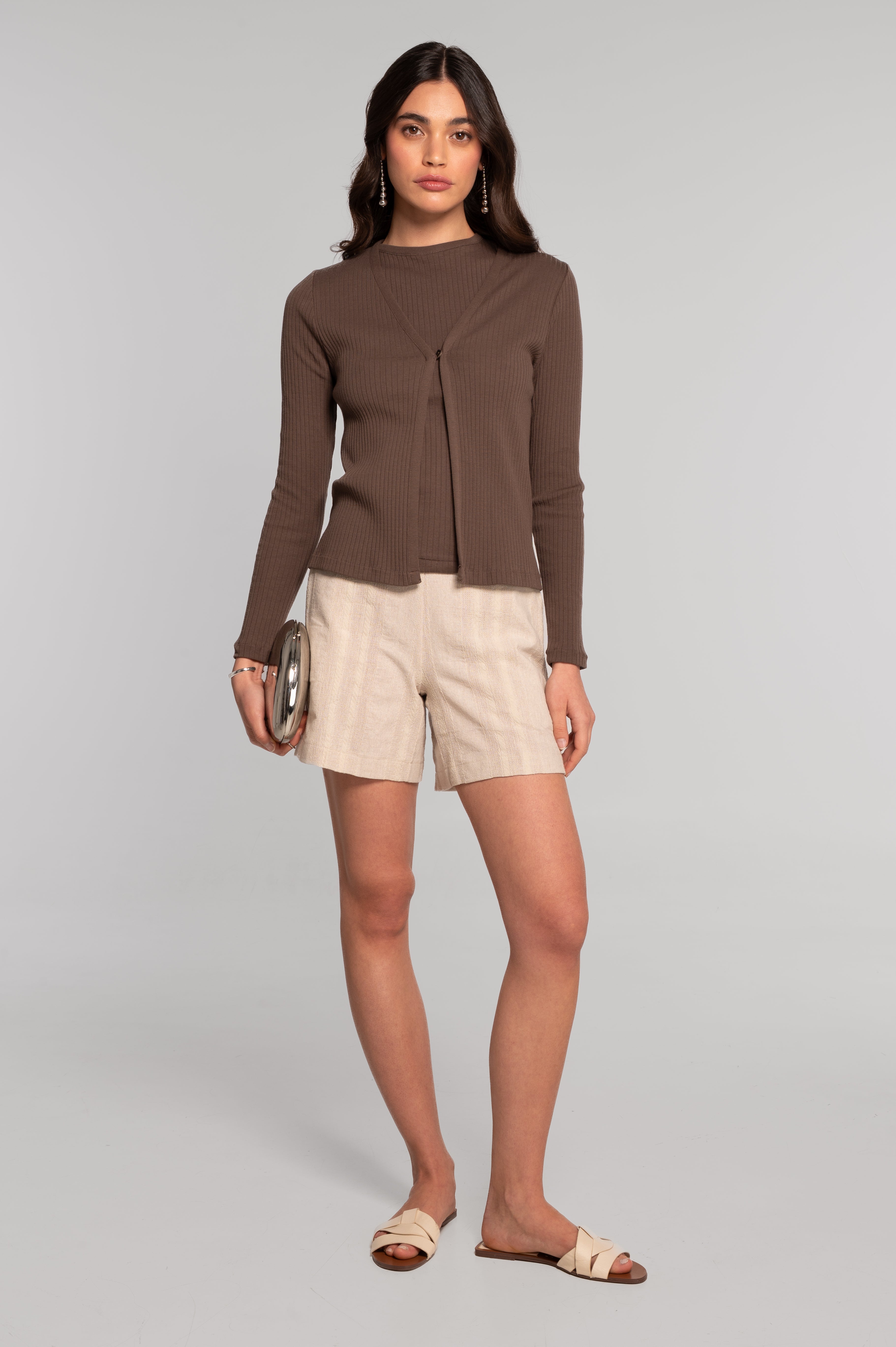 Cotton long sleeves cardigan 7564