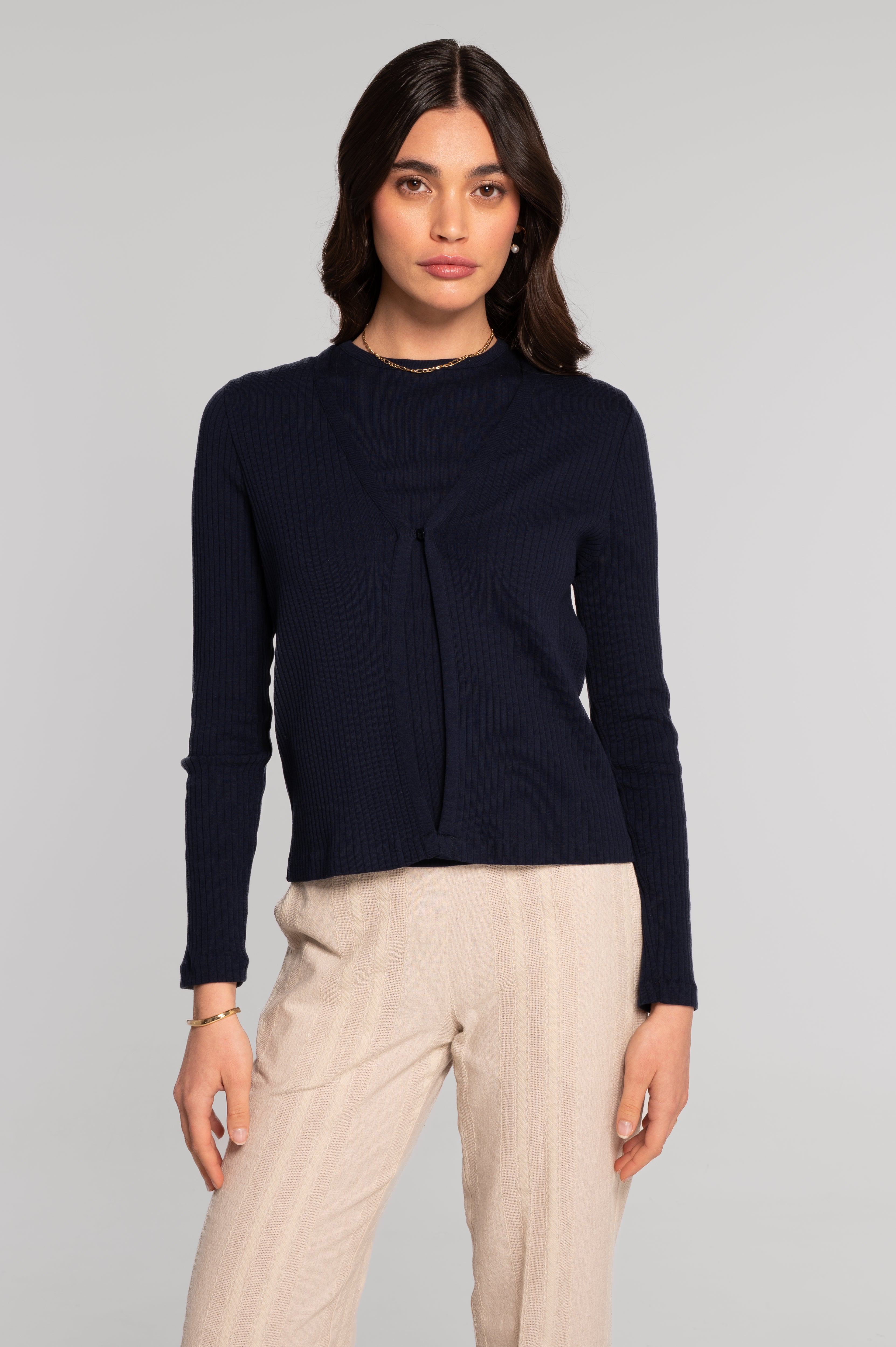 Cotton long sleeves cardigan 7564