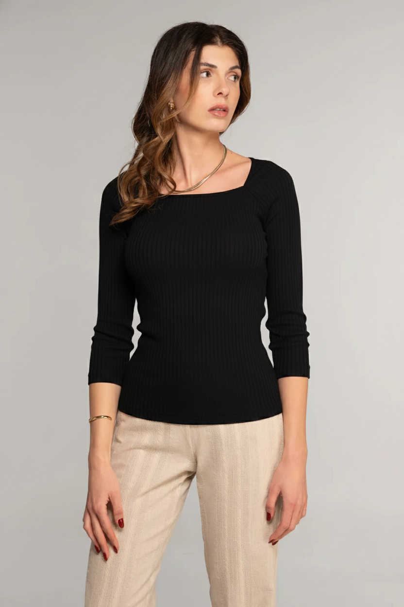 Cotton three-quarter sleeve shirt 7567