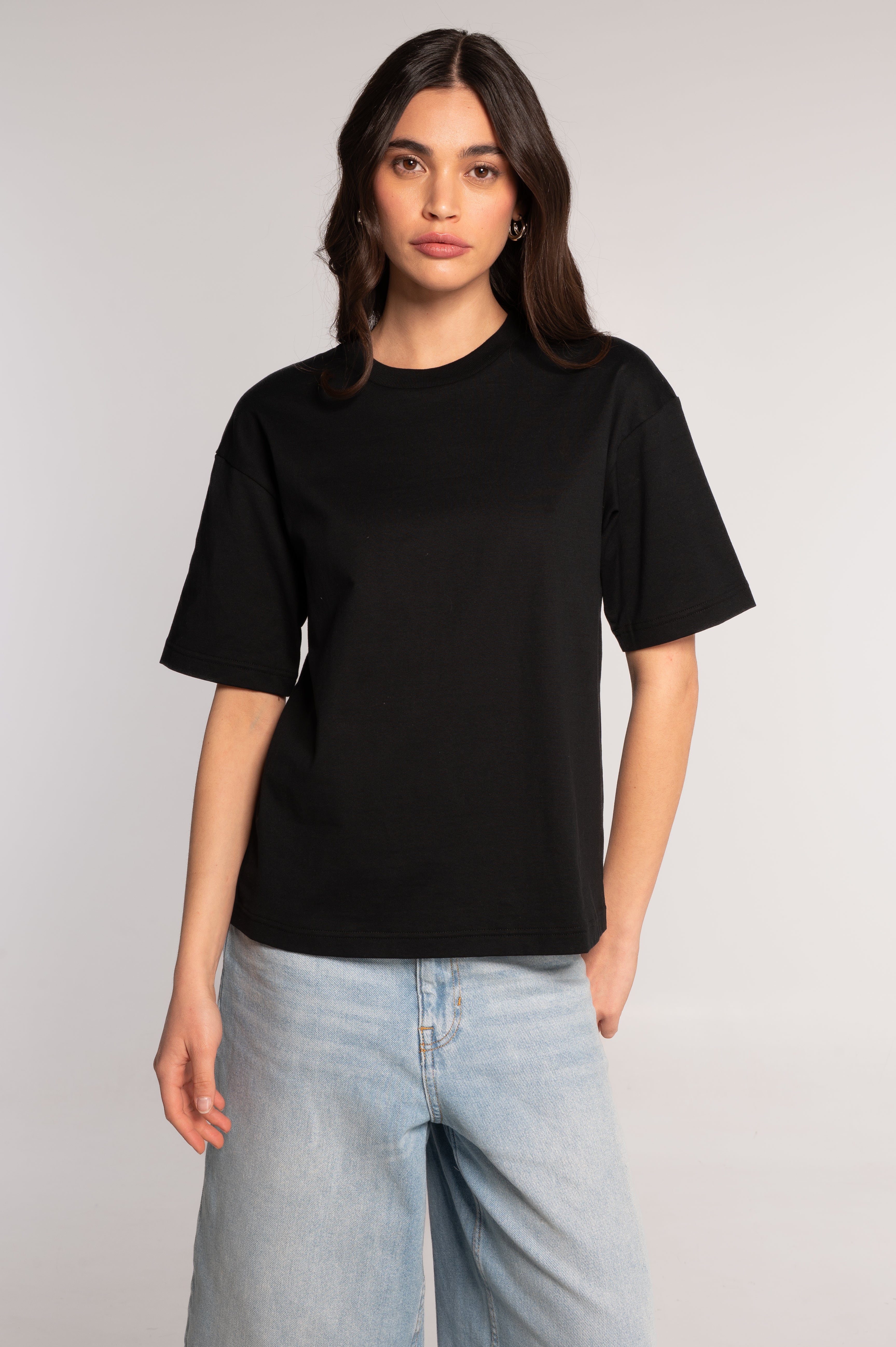 T-shirt girocollo in jersey di cotone pesante 7571