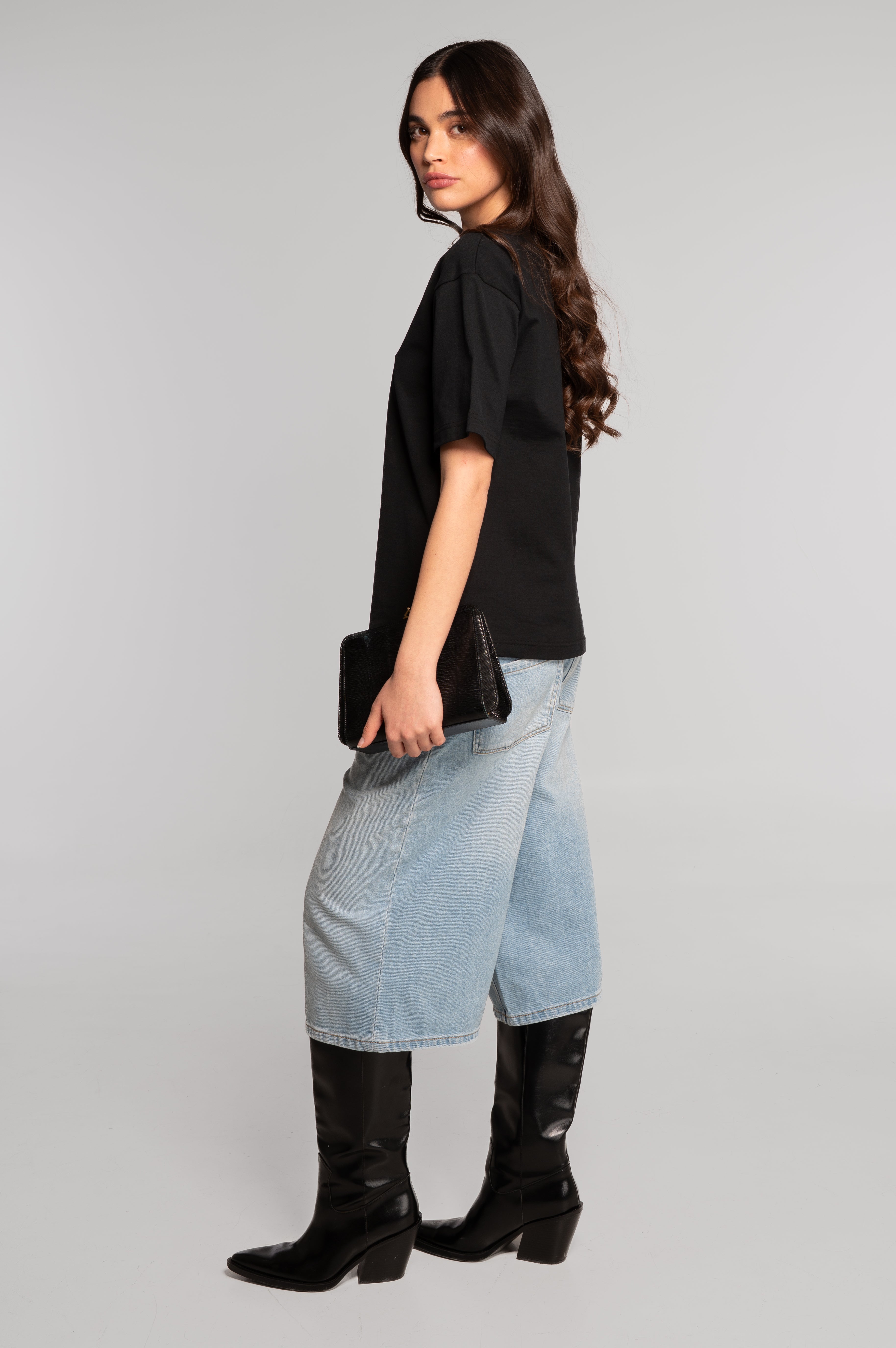 T-shirt girocollo in jersey di cotone pesante 7571