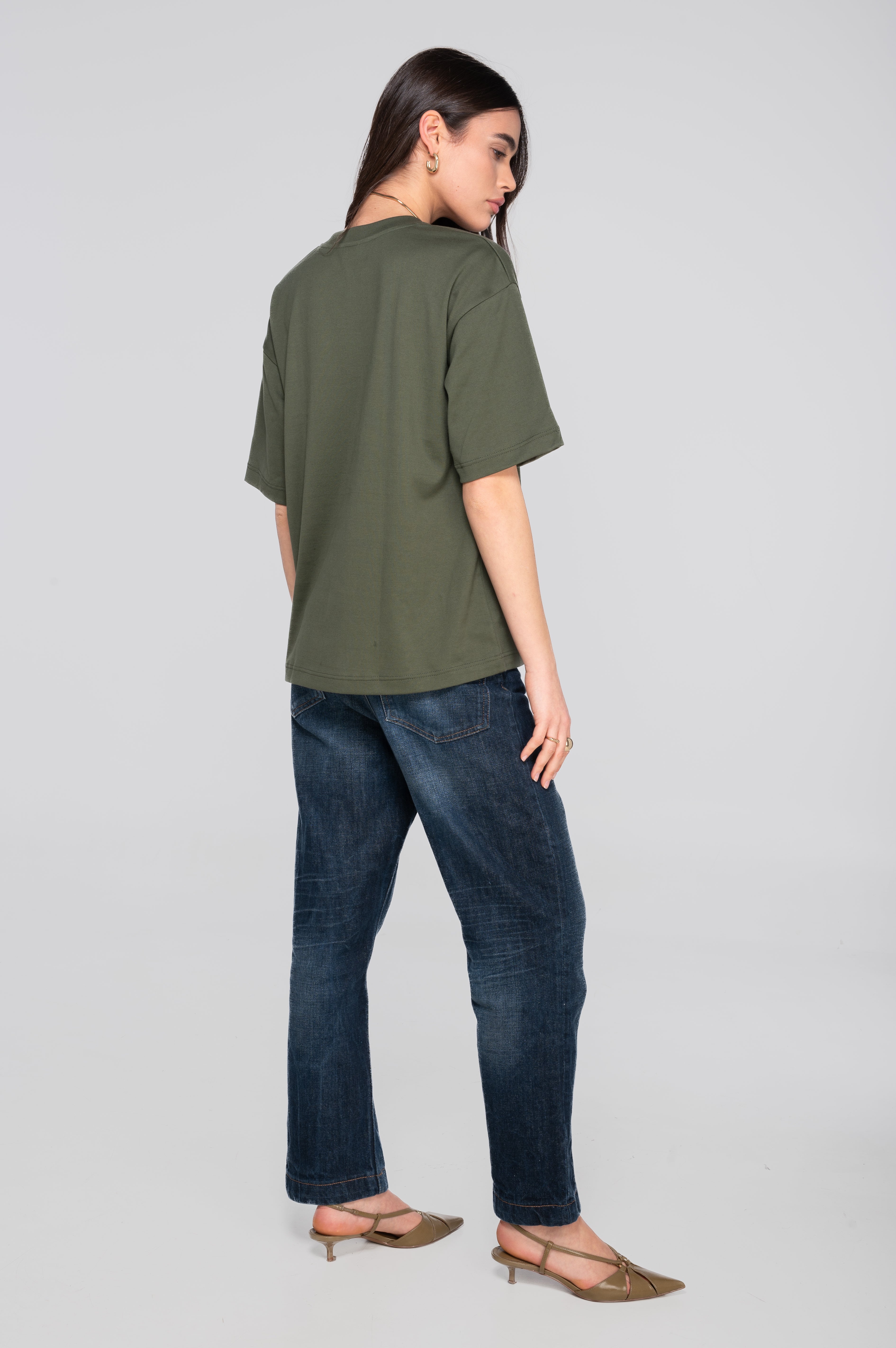 T-shirt girocollo in jersey di cotone pesante 7571