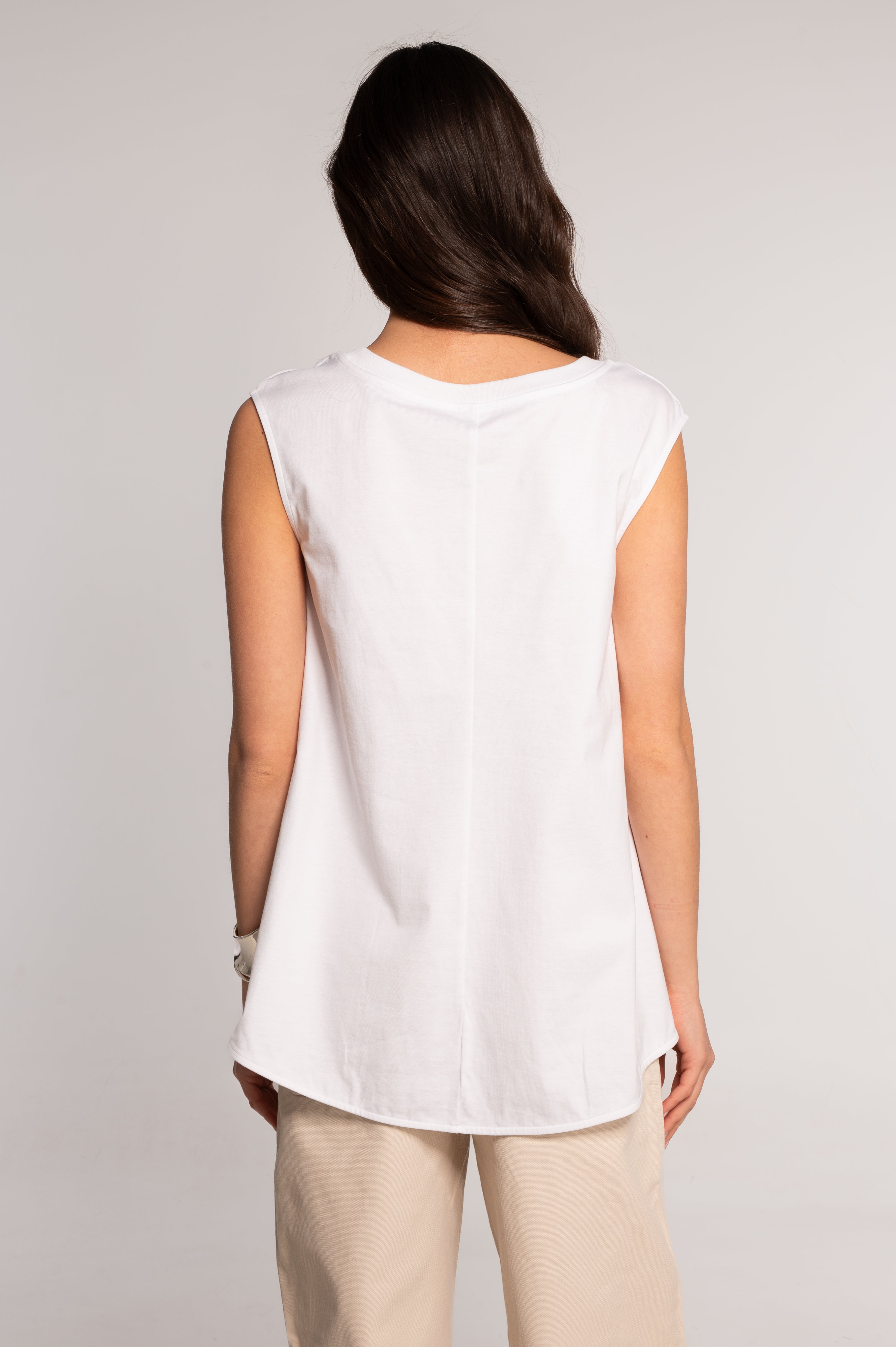 Sleeveless flared top in heavyweight jersey cotton 7572