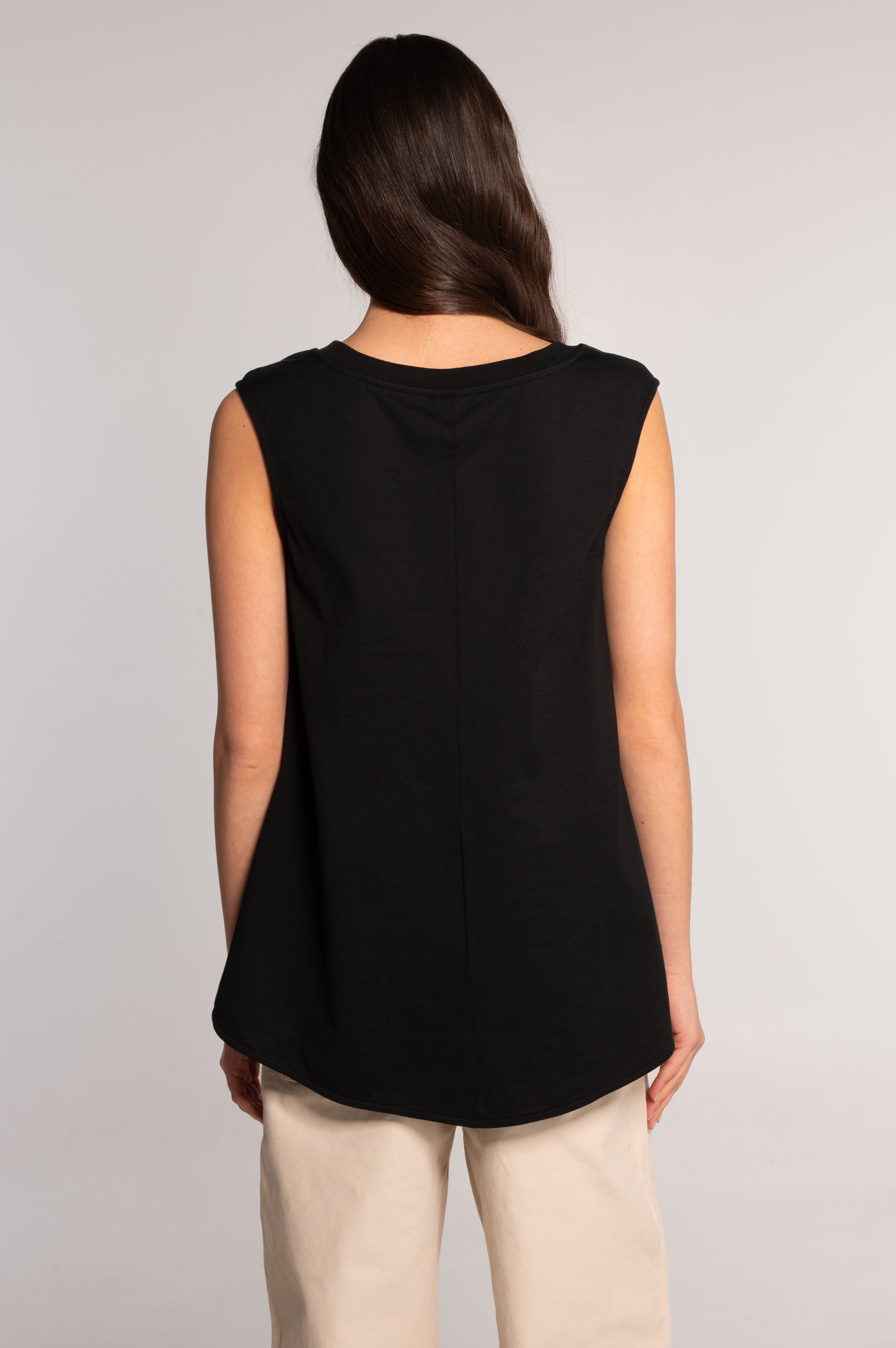 Sleeveless flared top in heavyweight jersey cotton 7572
