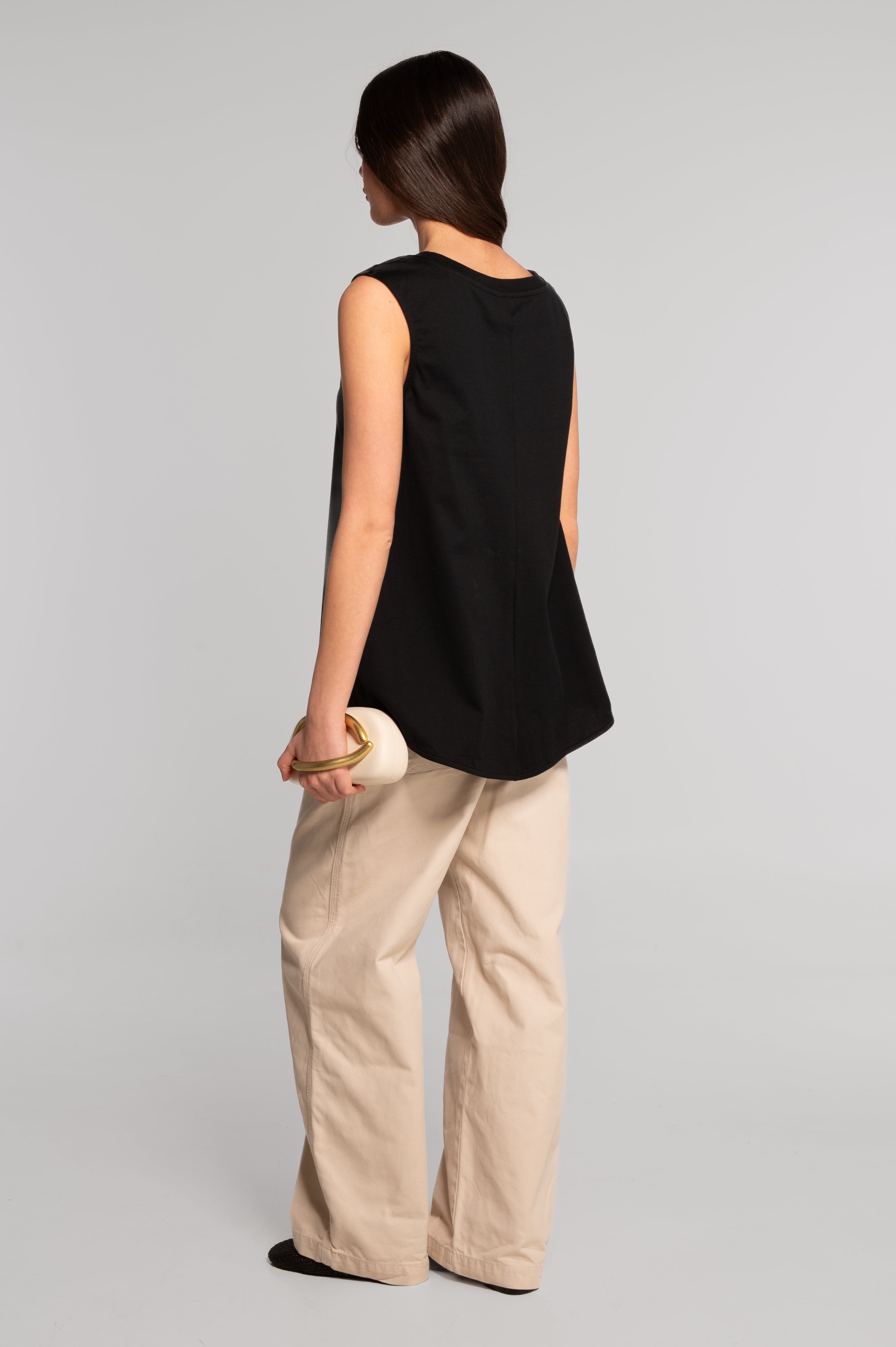 Sleeveless flared top in heavyweight jersey cotton 7572