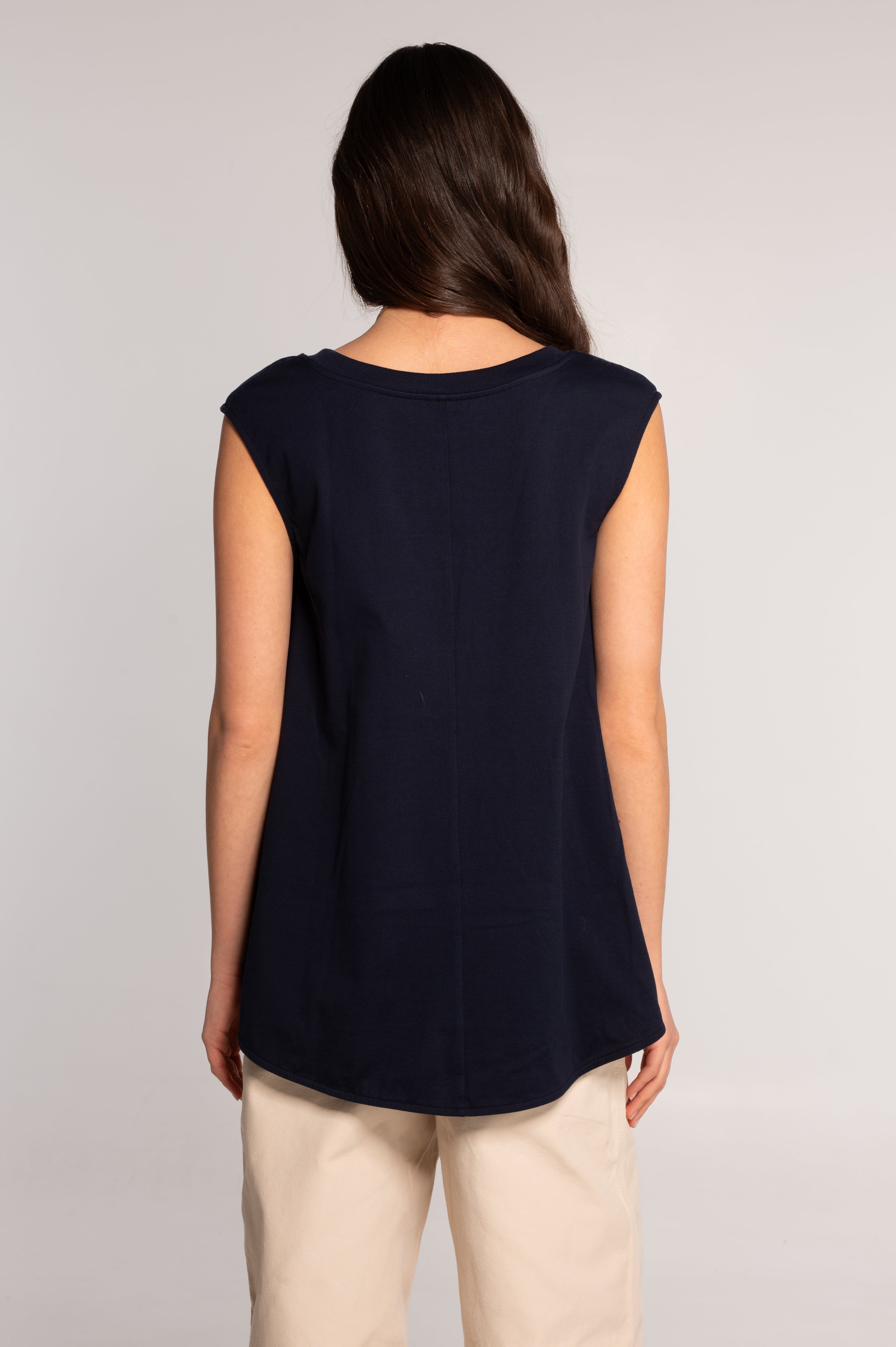 Sleeveless flared top in heavyweight jersey cotton 7572