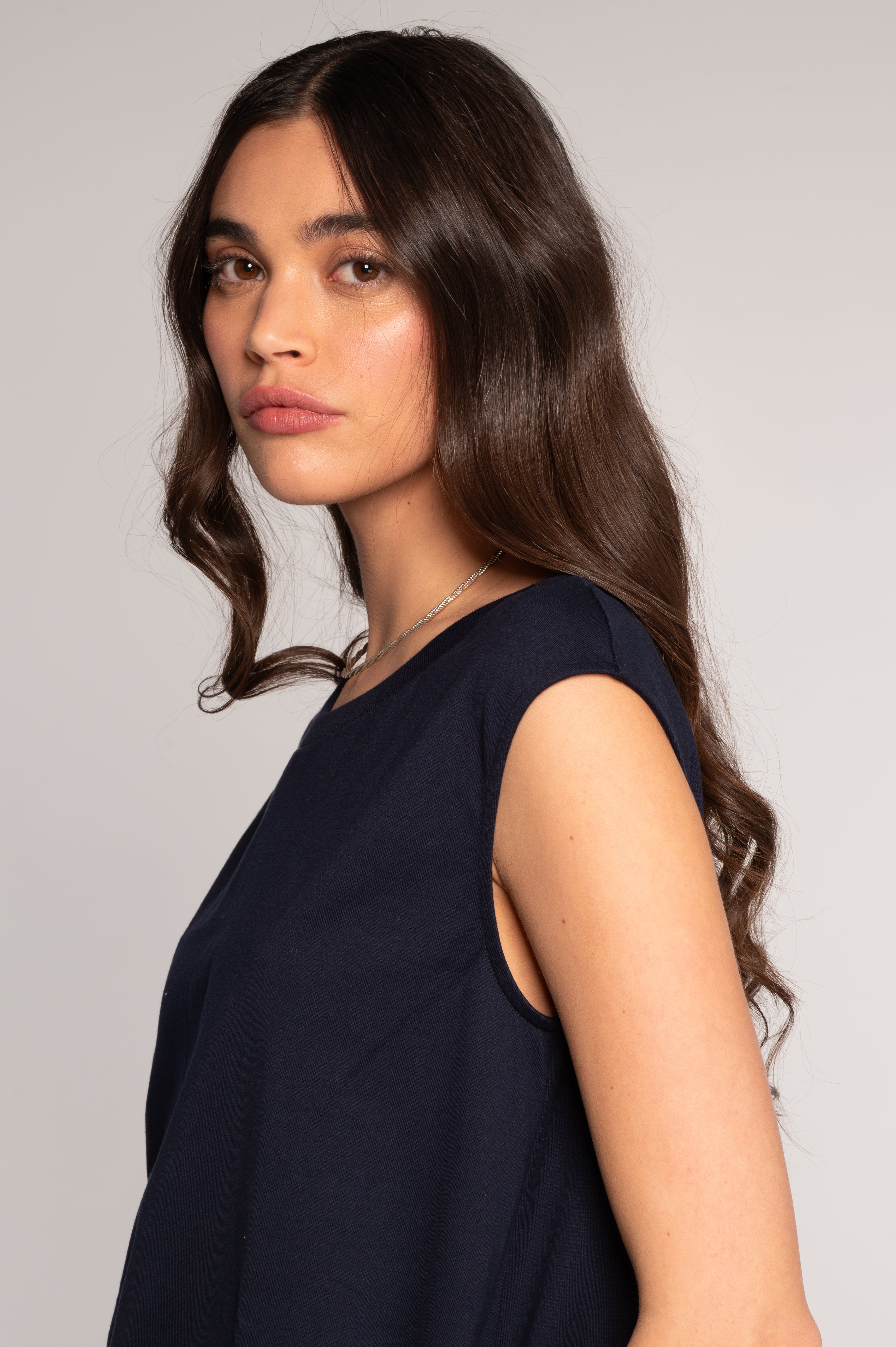 Sleeveless flared top in heavyweight jersey cotton 7572