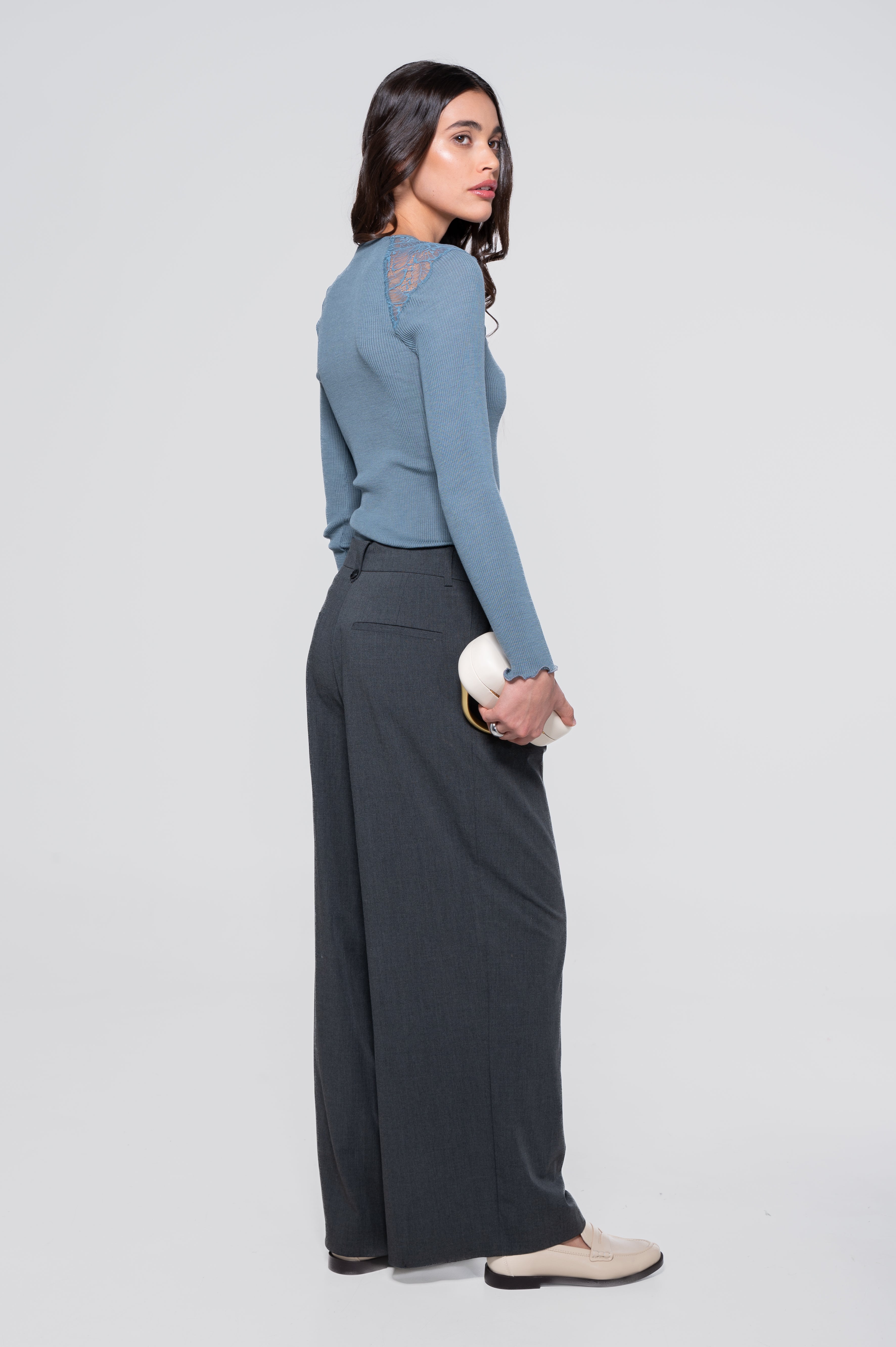 Haut à manches longues femme 70% laine, 30% soie 7612