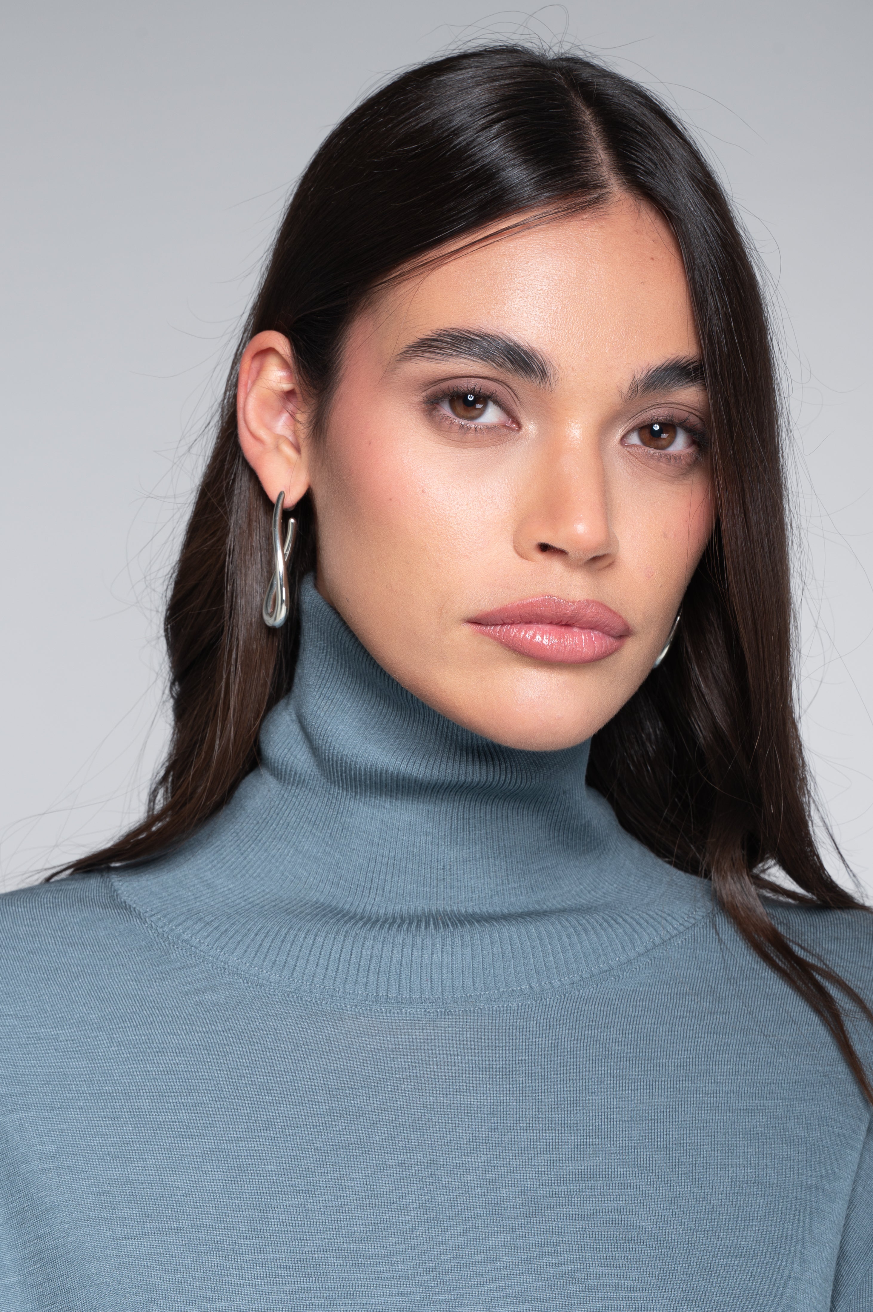 Wool and silk long sleeves turtleneck shirt 7635