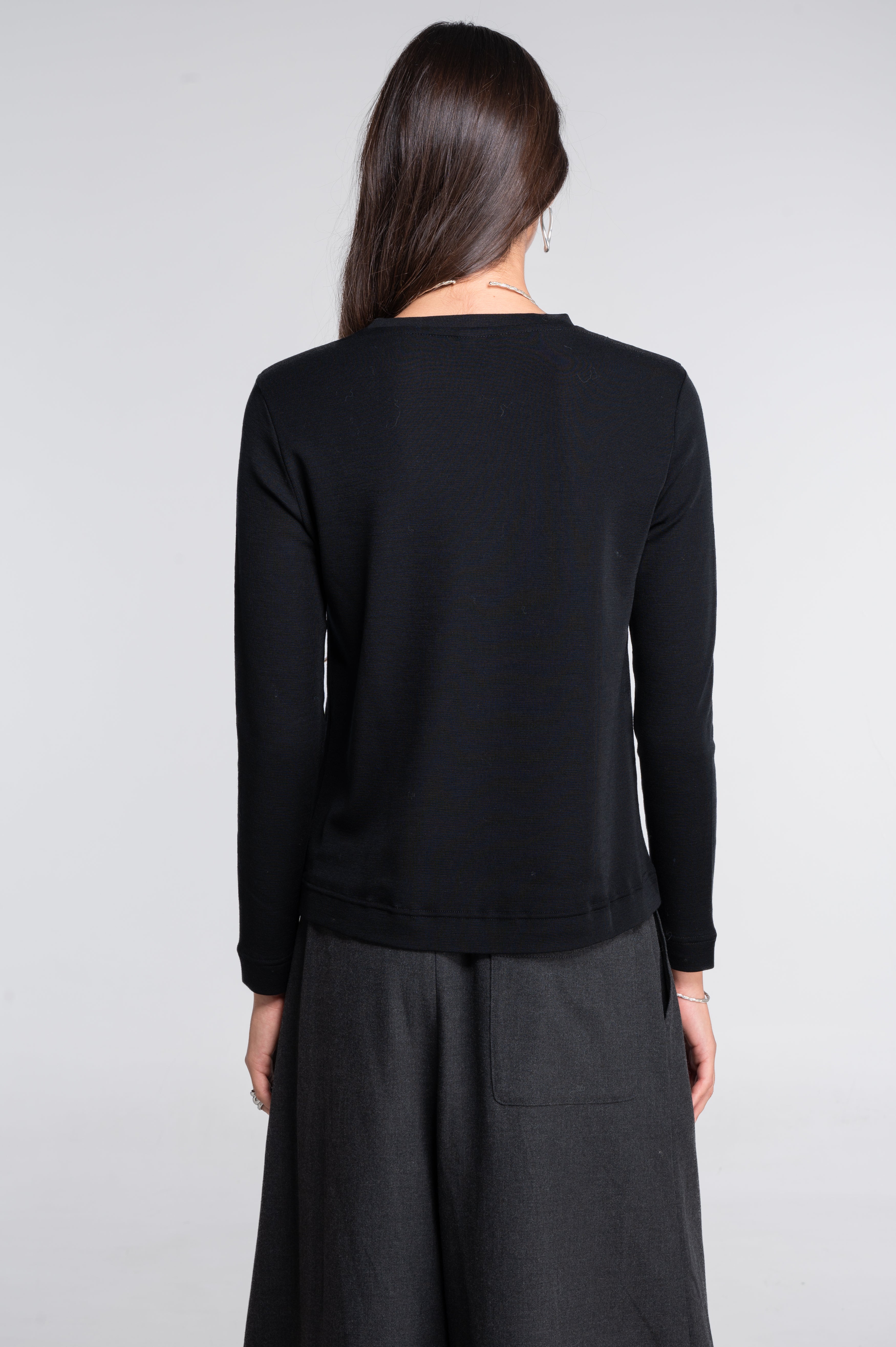 Wool and silk long sleeves roundneck shirt 7637