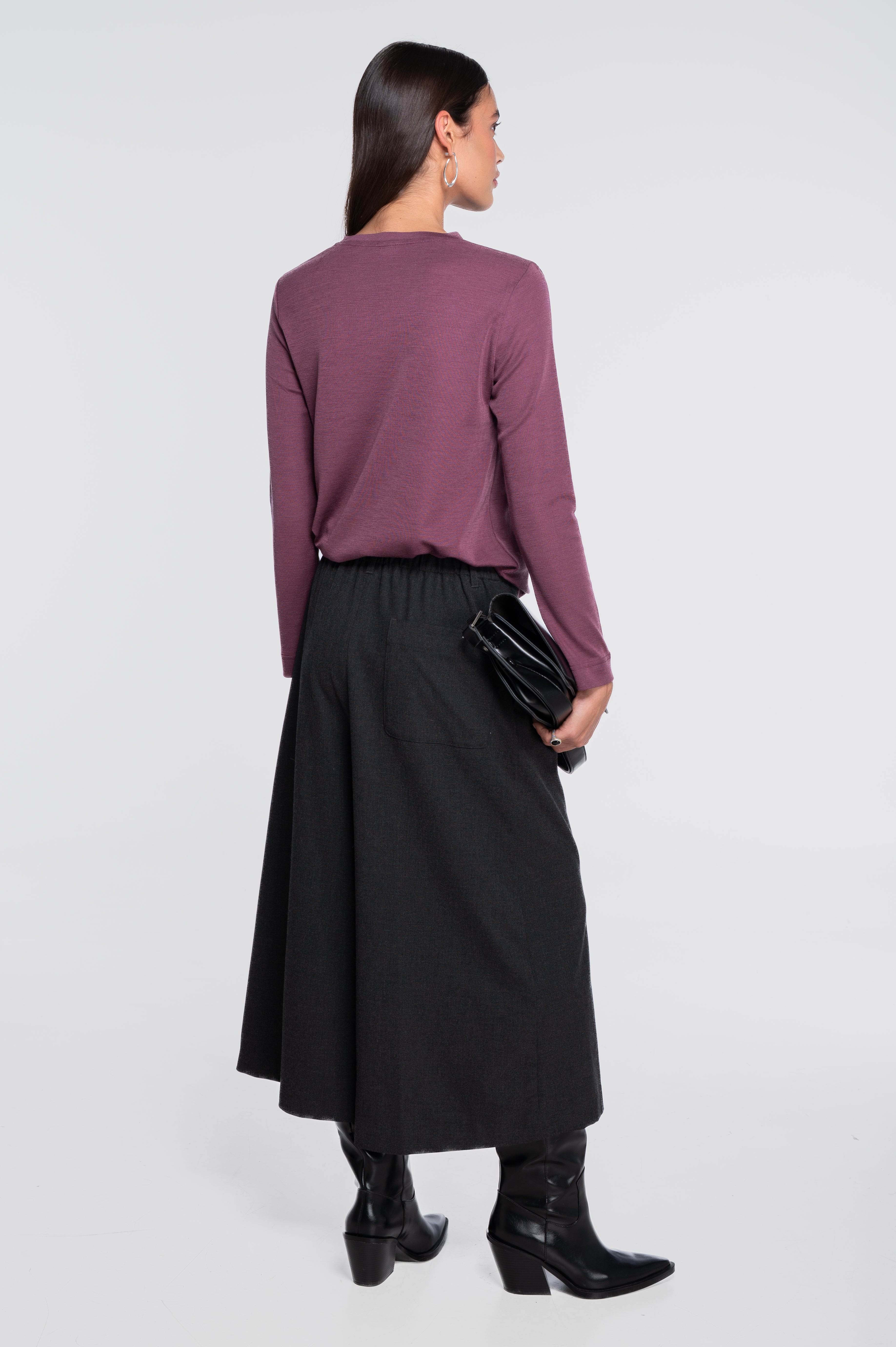 Wool and silk long sleeves roundneck shirt 7637