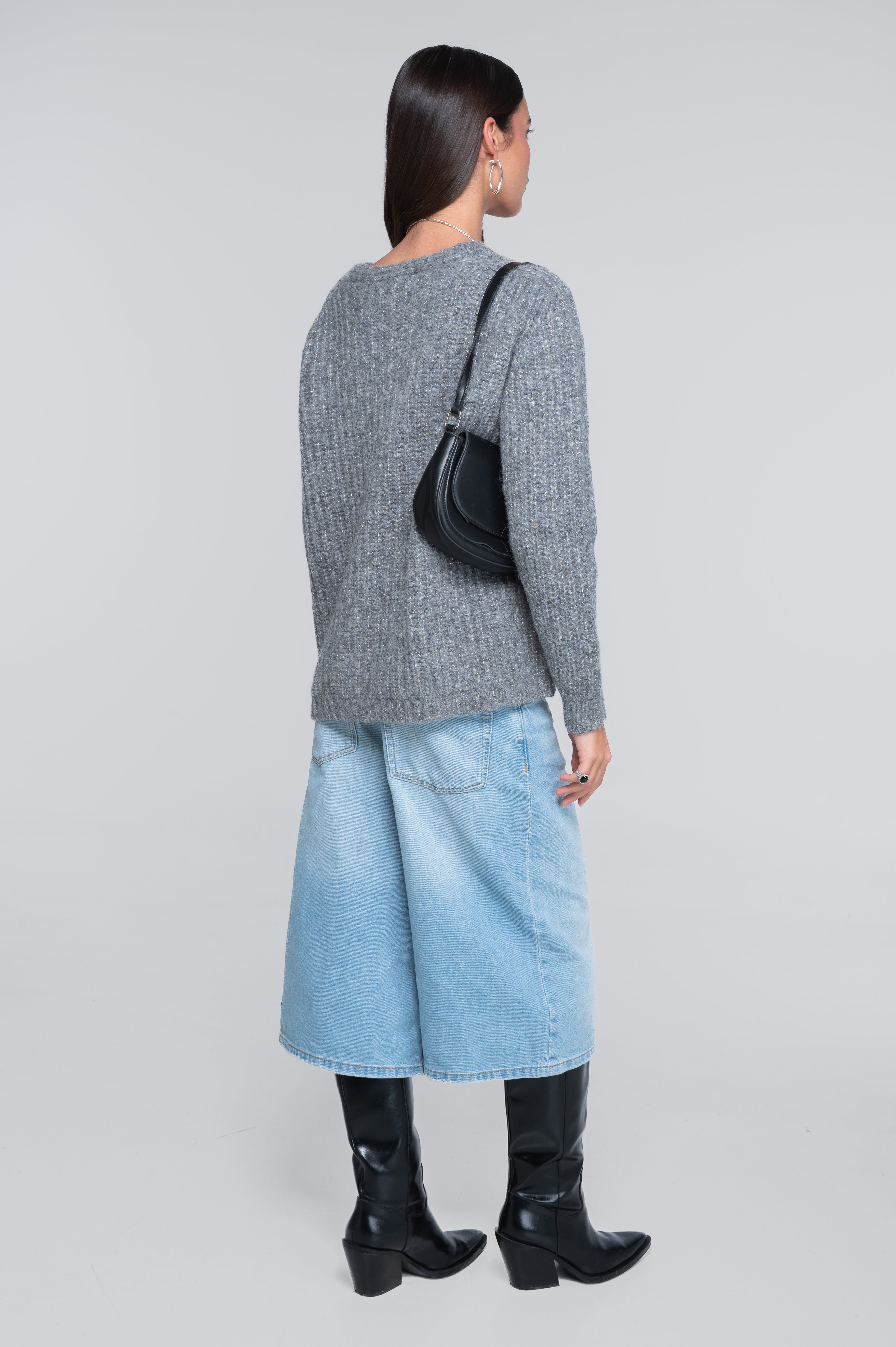 V neck cardigan in alpaca blend with lurex 7662