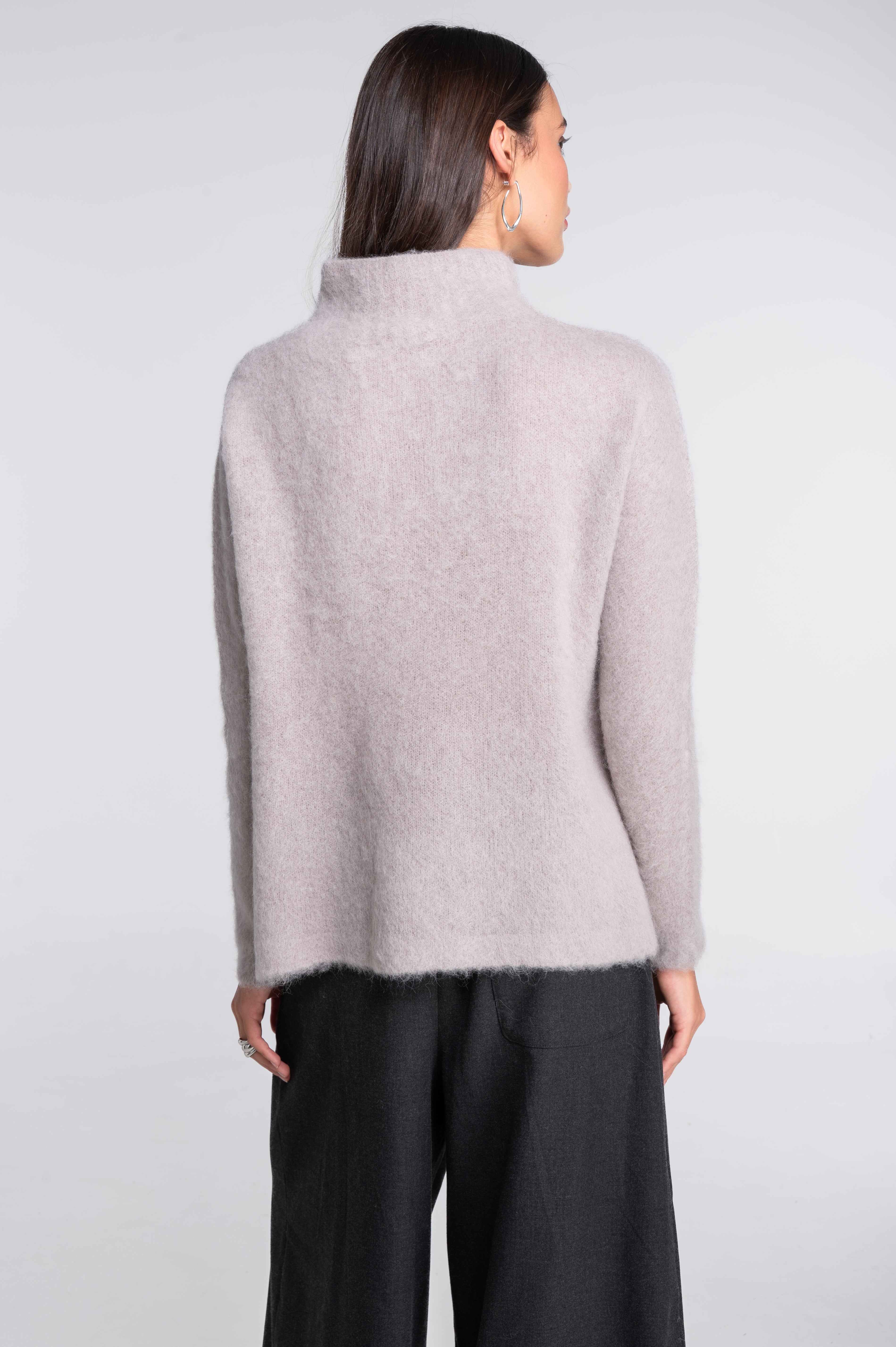 Mock neck pullover in alpaca blend 7666