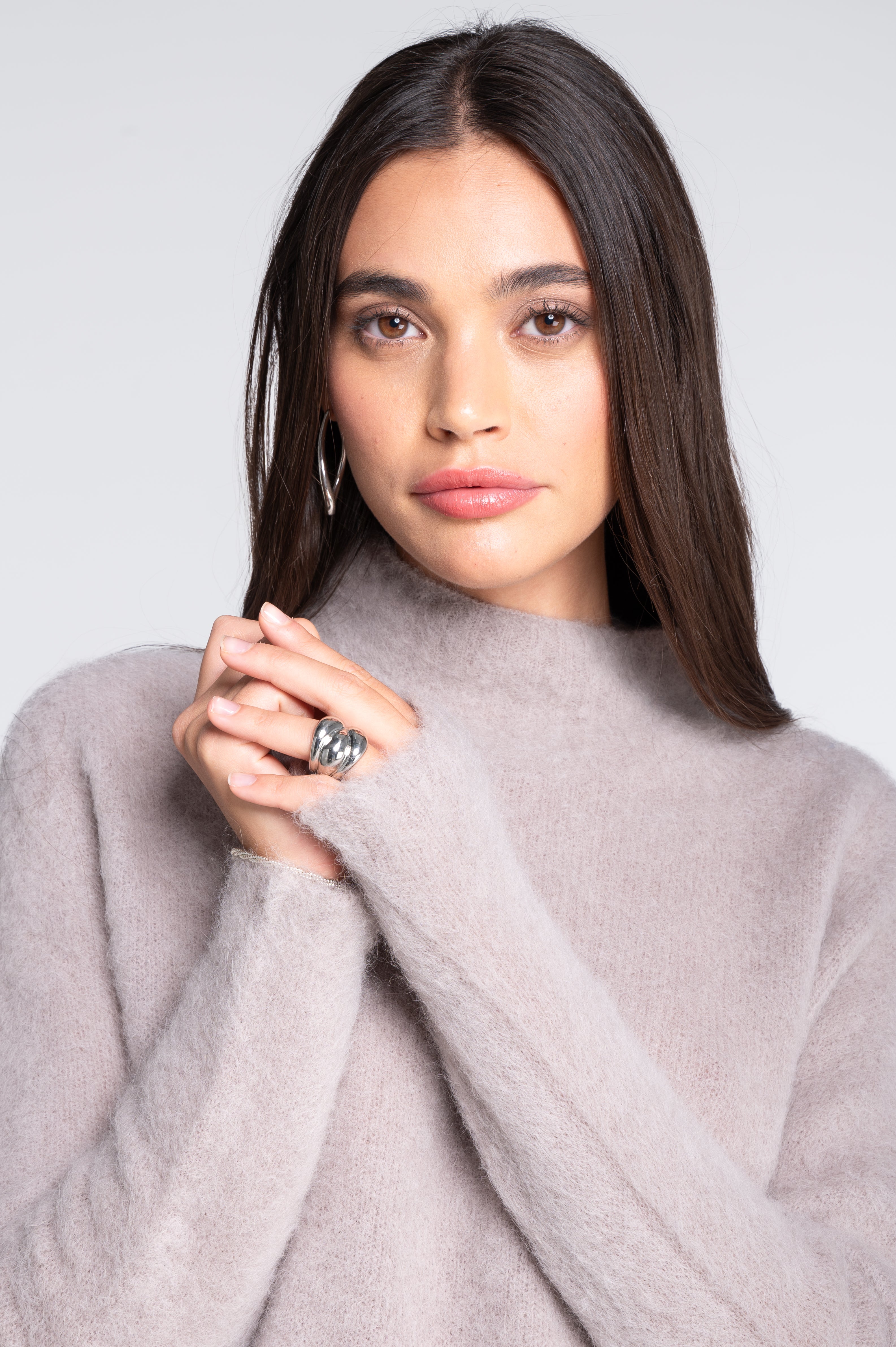 Mock neck pullover in alpaca blend 7666