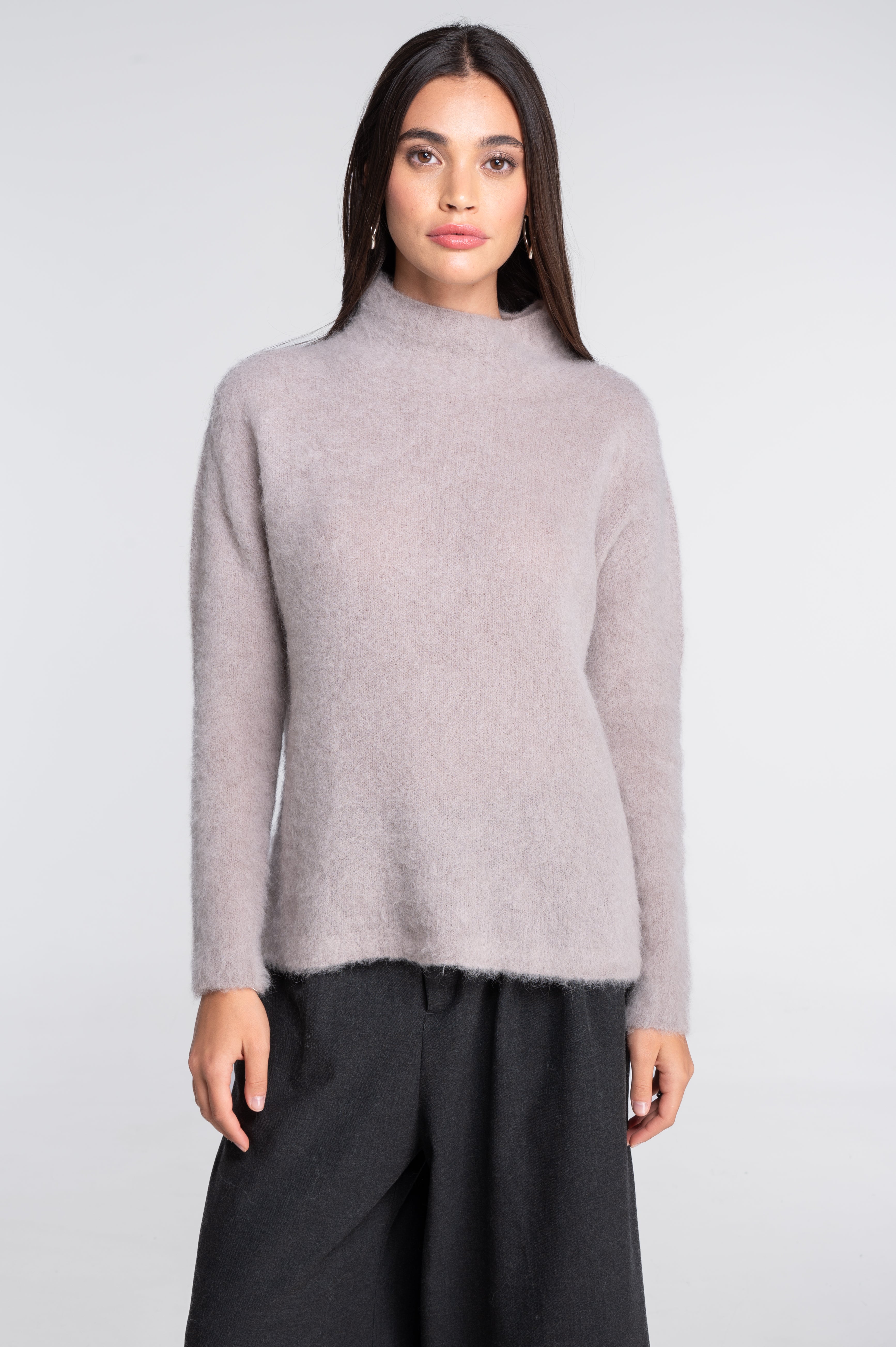 Mock neck pullover in alpaca blend 7666