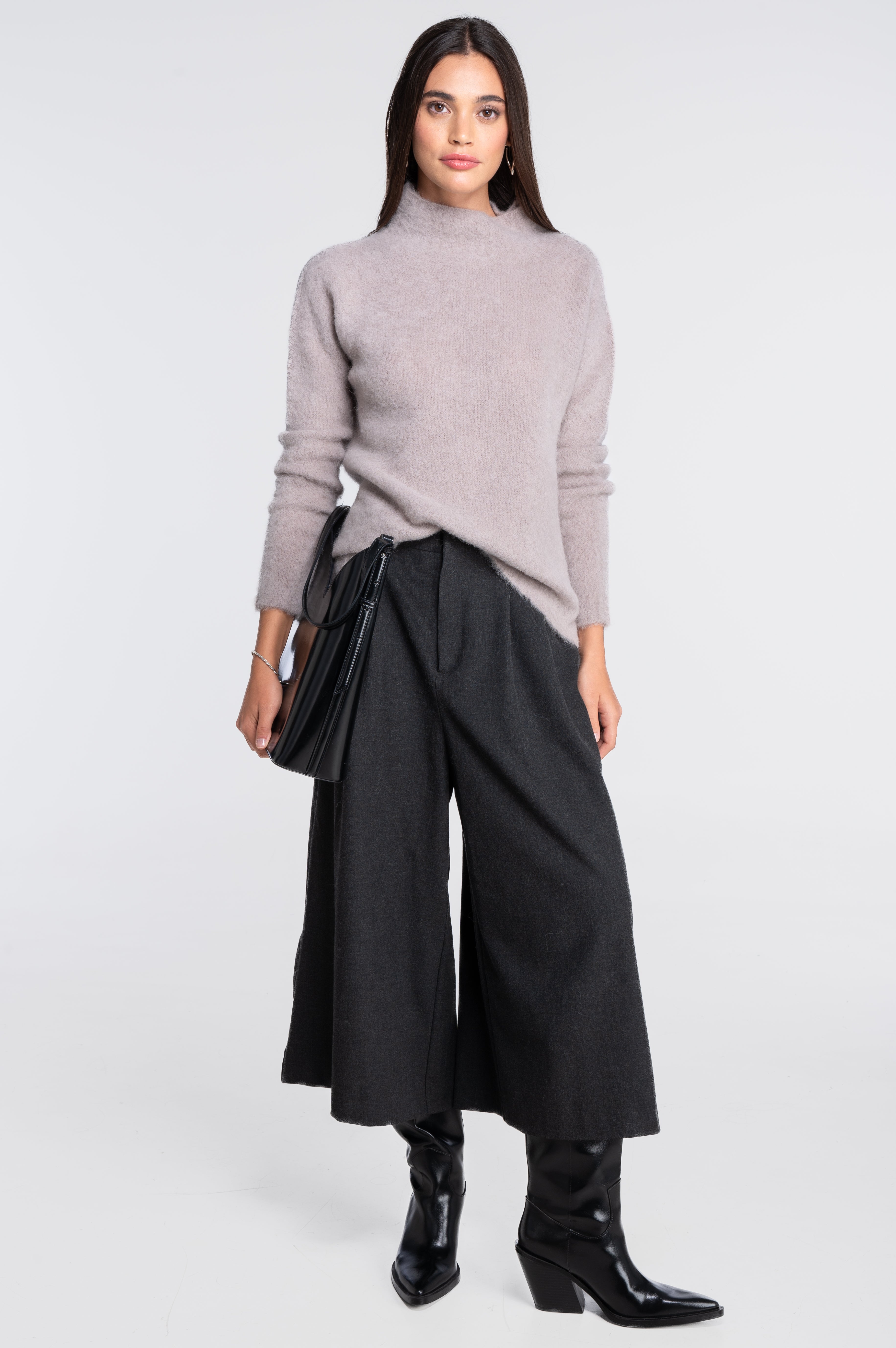 Mock neck pullover in alpaca blend 7666