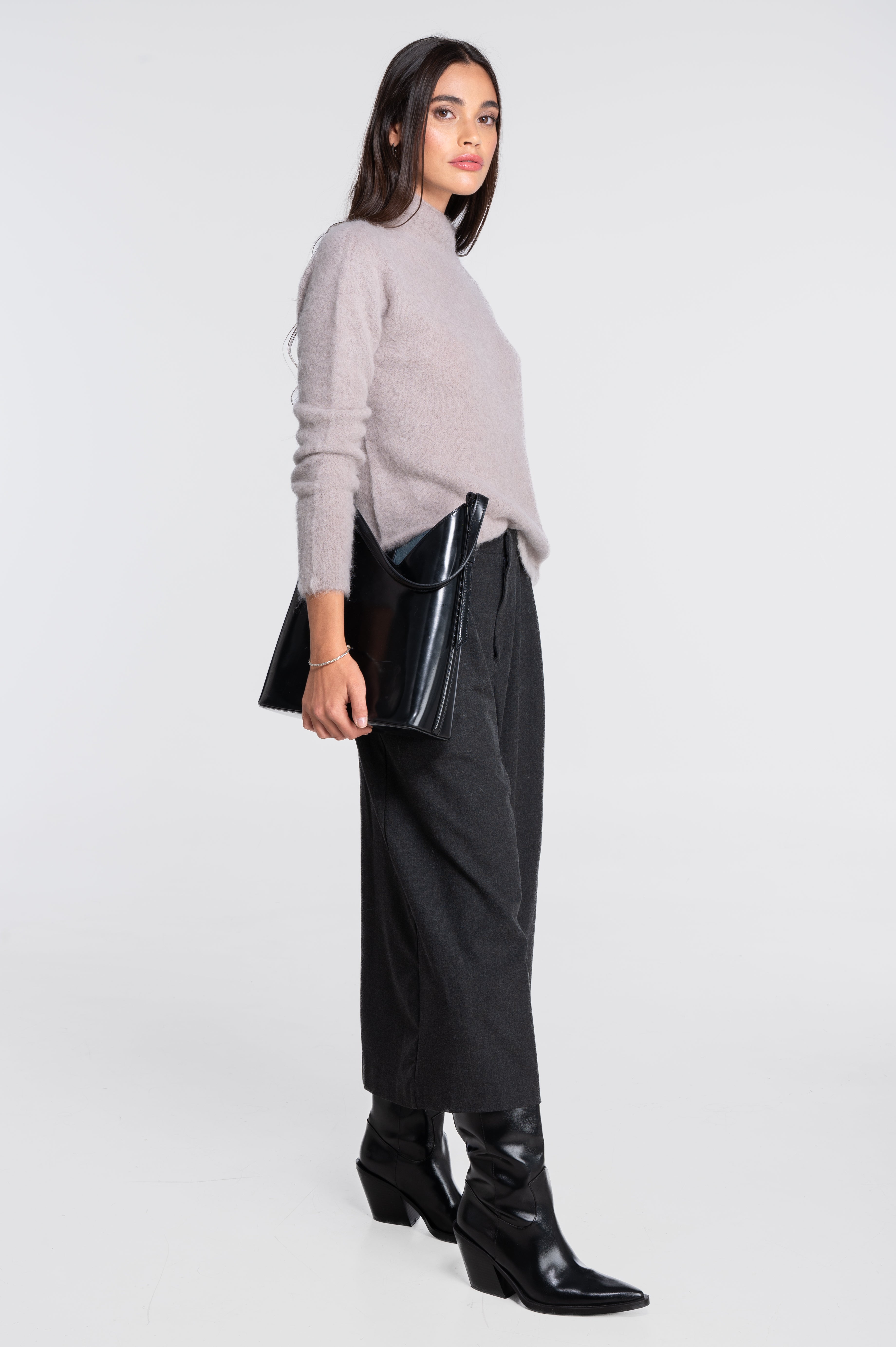 Mock neck pullover in alpaca blend 7666
