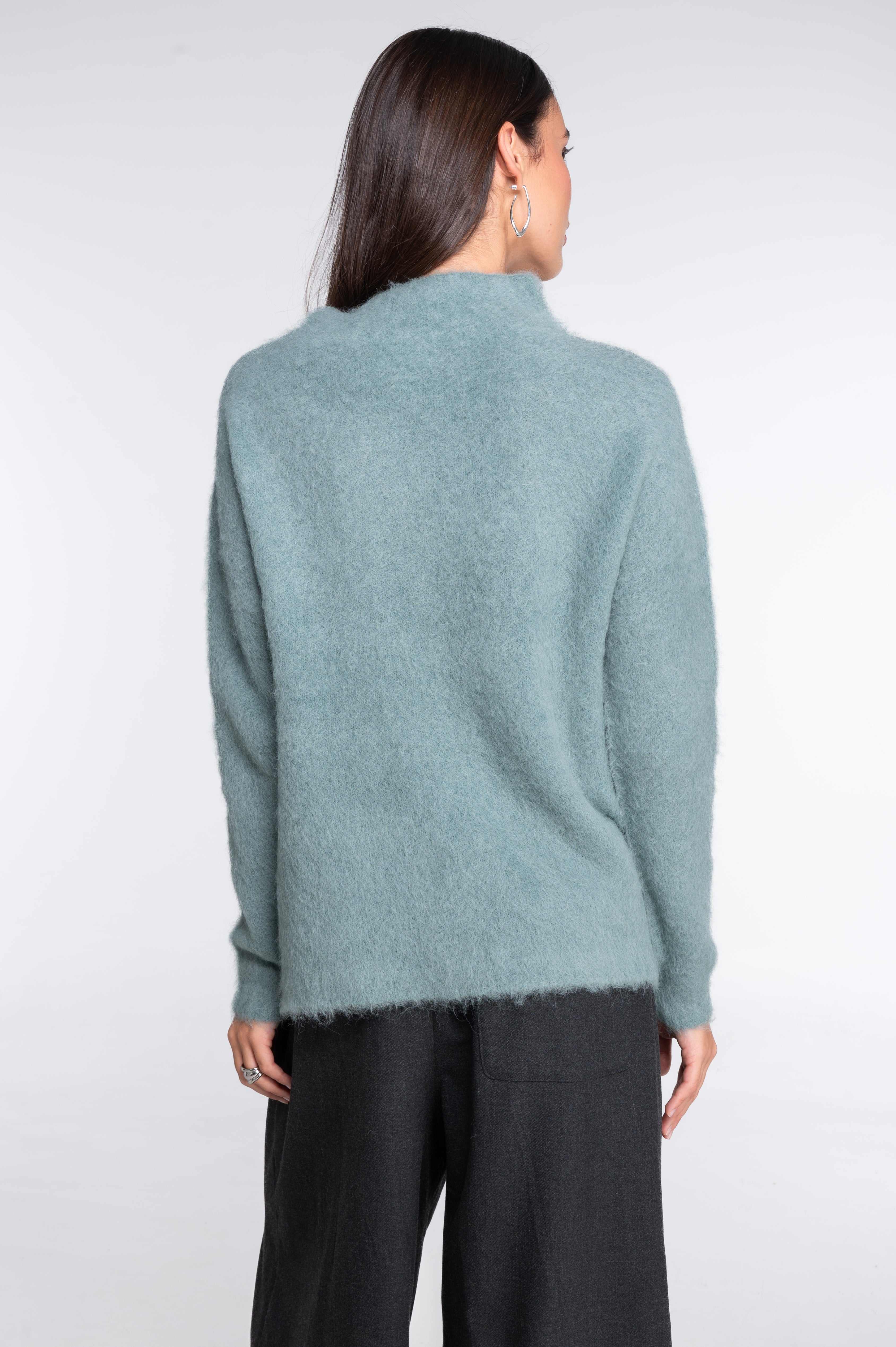 Mock neck pullover in alpaca blend 7666