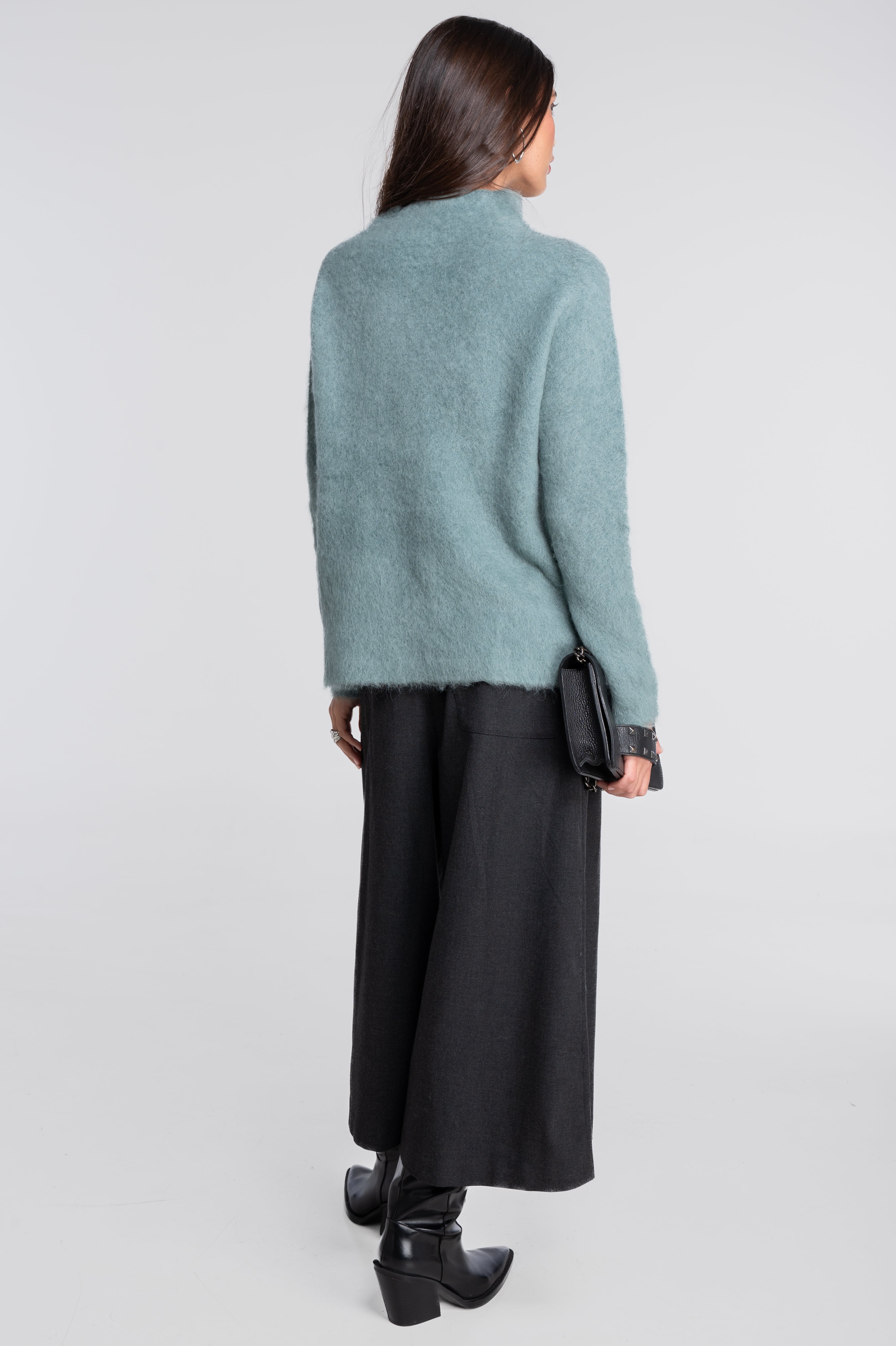 Mock neck pullover in alpaca blend 7666