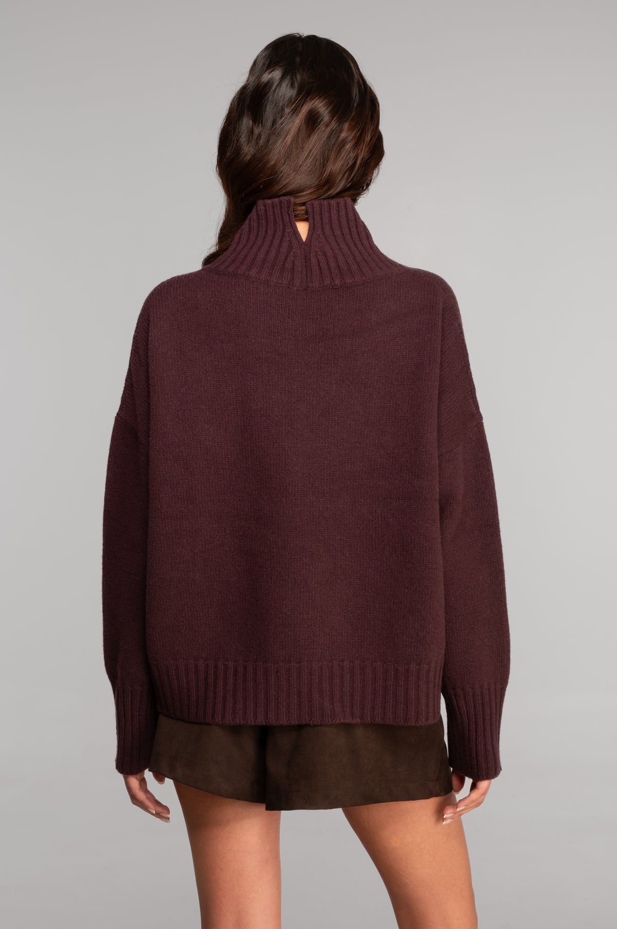 Mock neck pullover in pure carded wool 7671