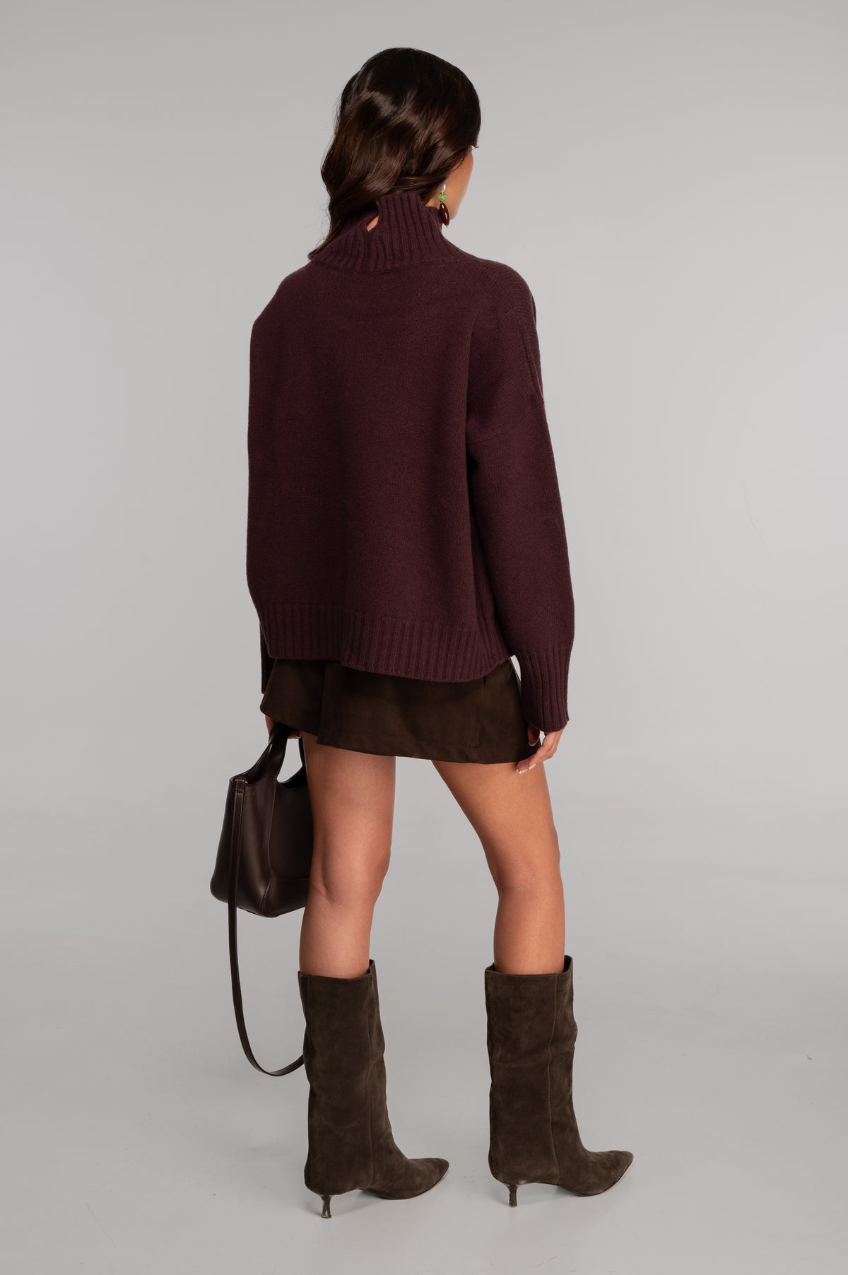 Mock neck pullover in pure carded wool 7671