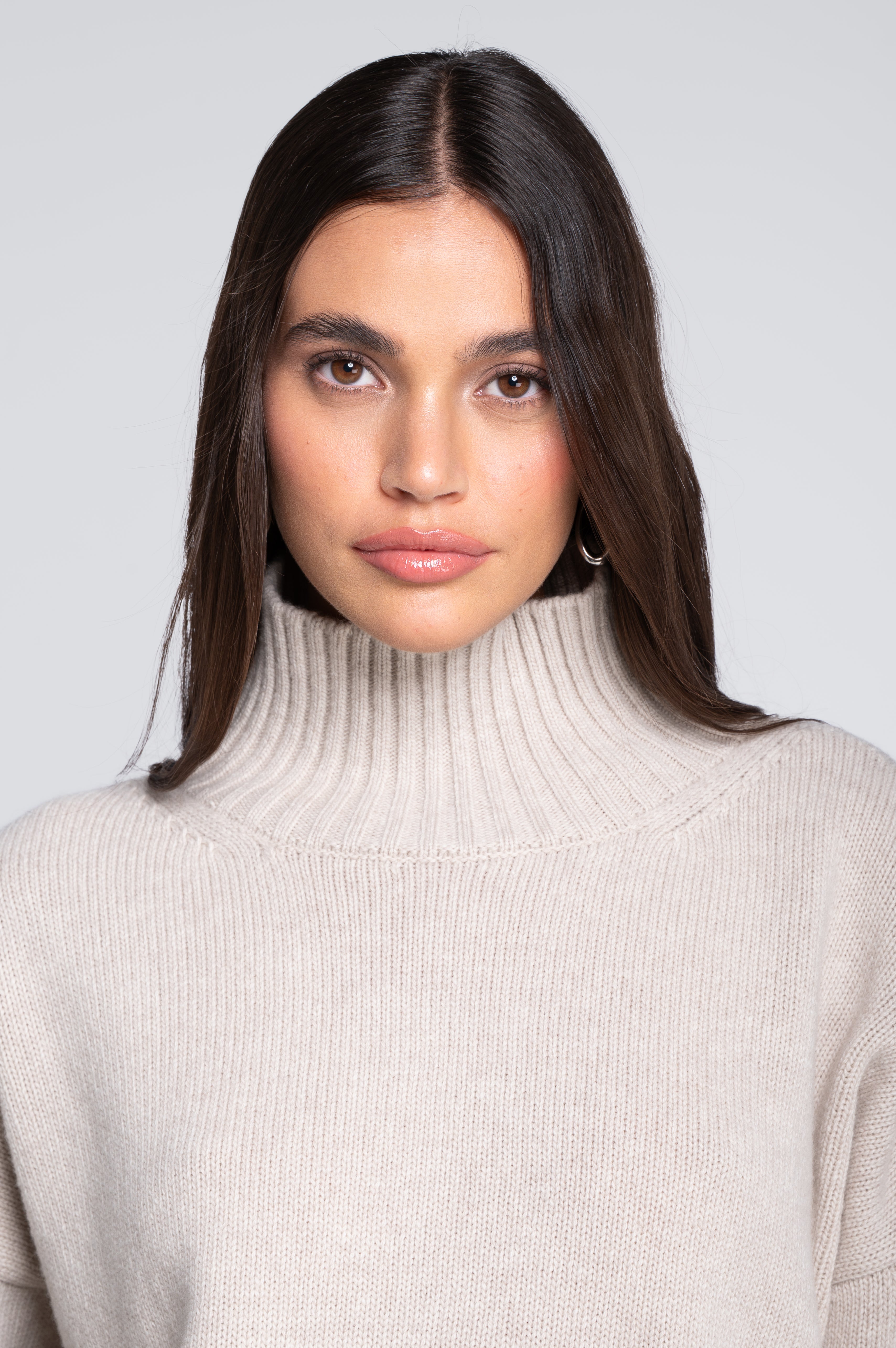 Mock neck pullover in pure carded wool 7671