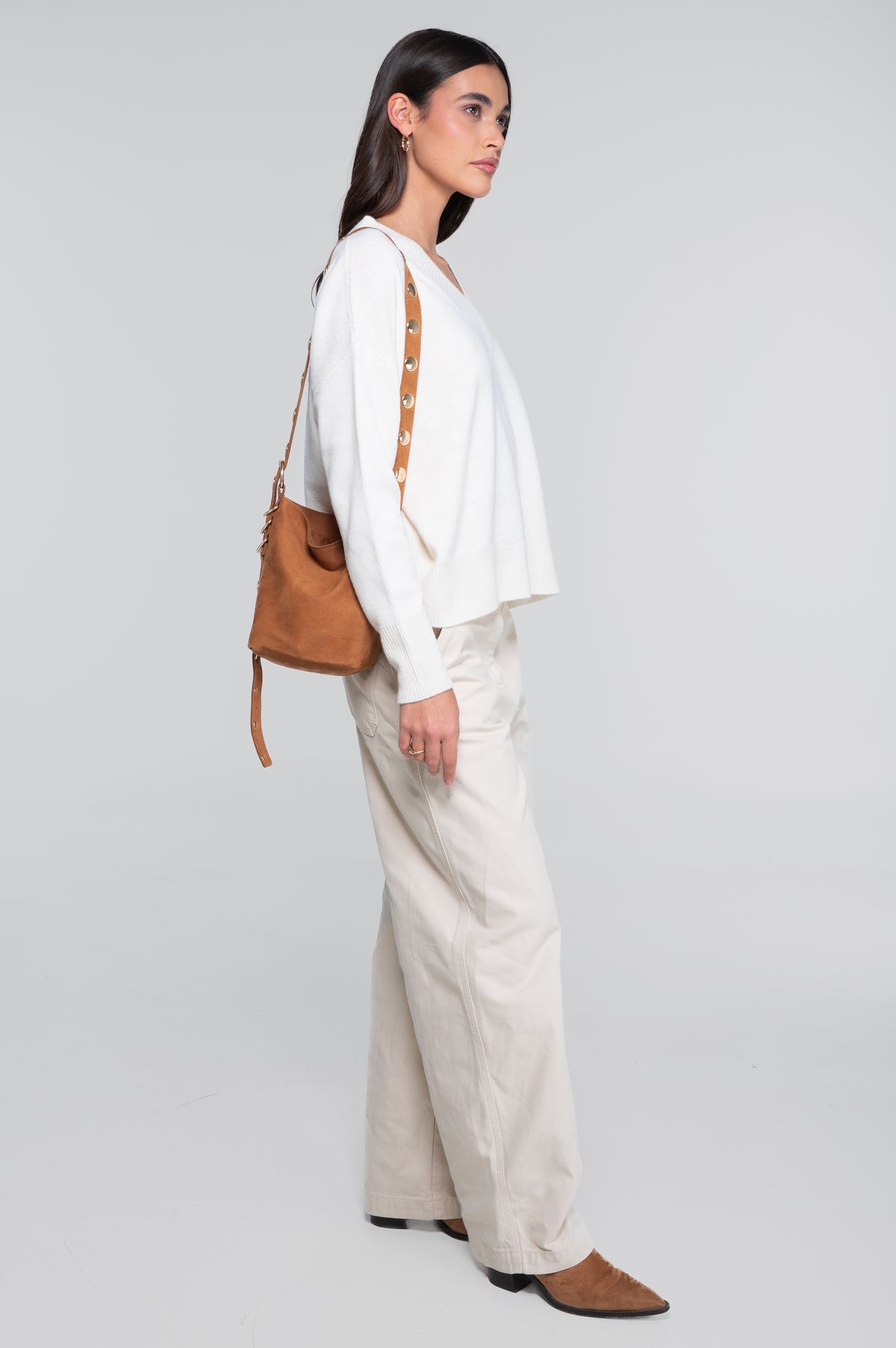 V neck pullover in pure carded wool 7672