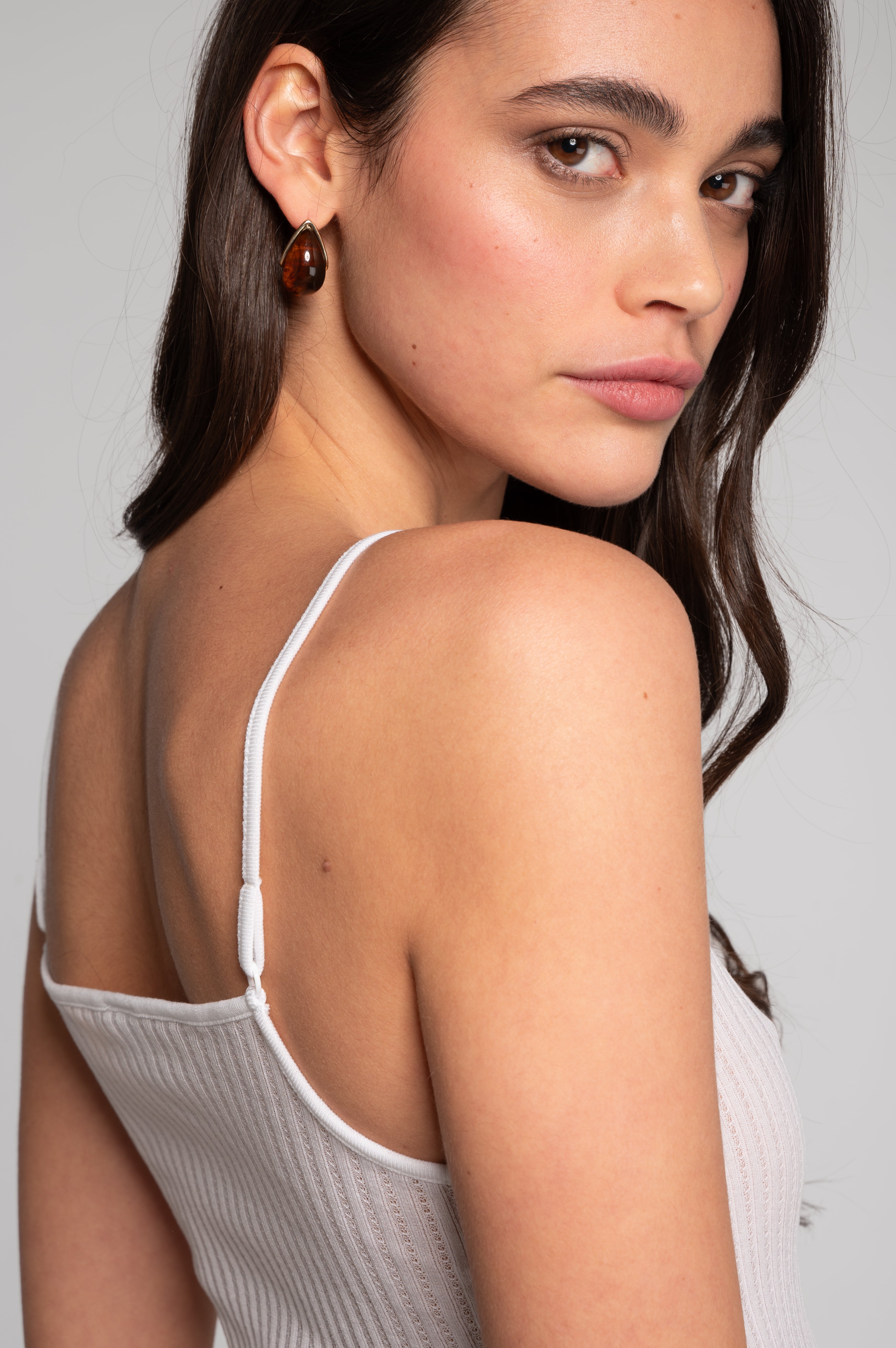 Camisole top in ajouré Filoscozia with Chantilly lace 7700