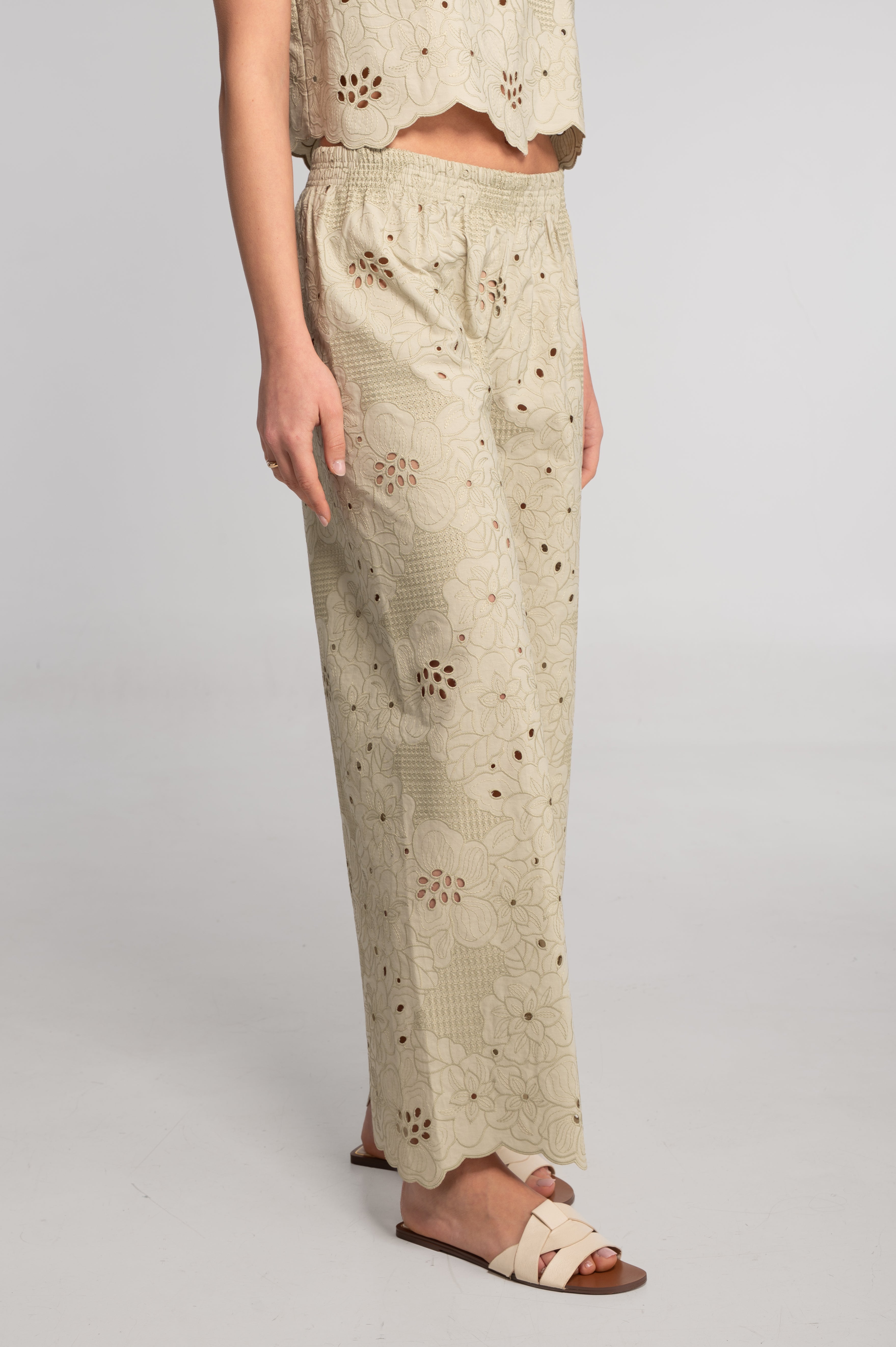 Broderie anglaise wide-leg trousers 7714