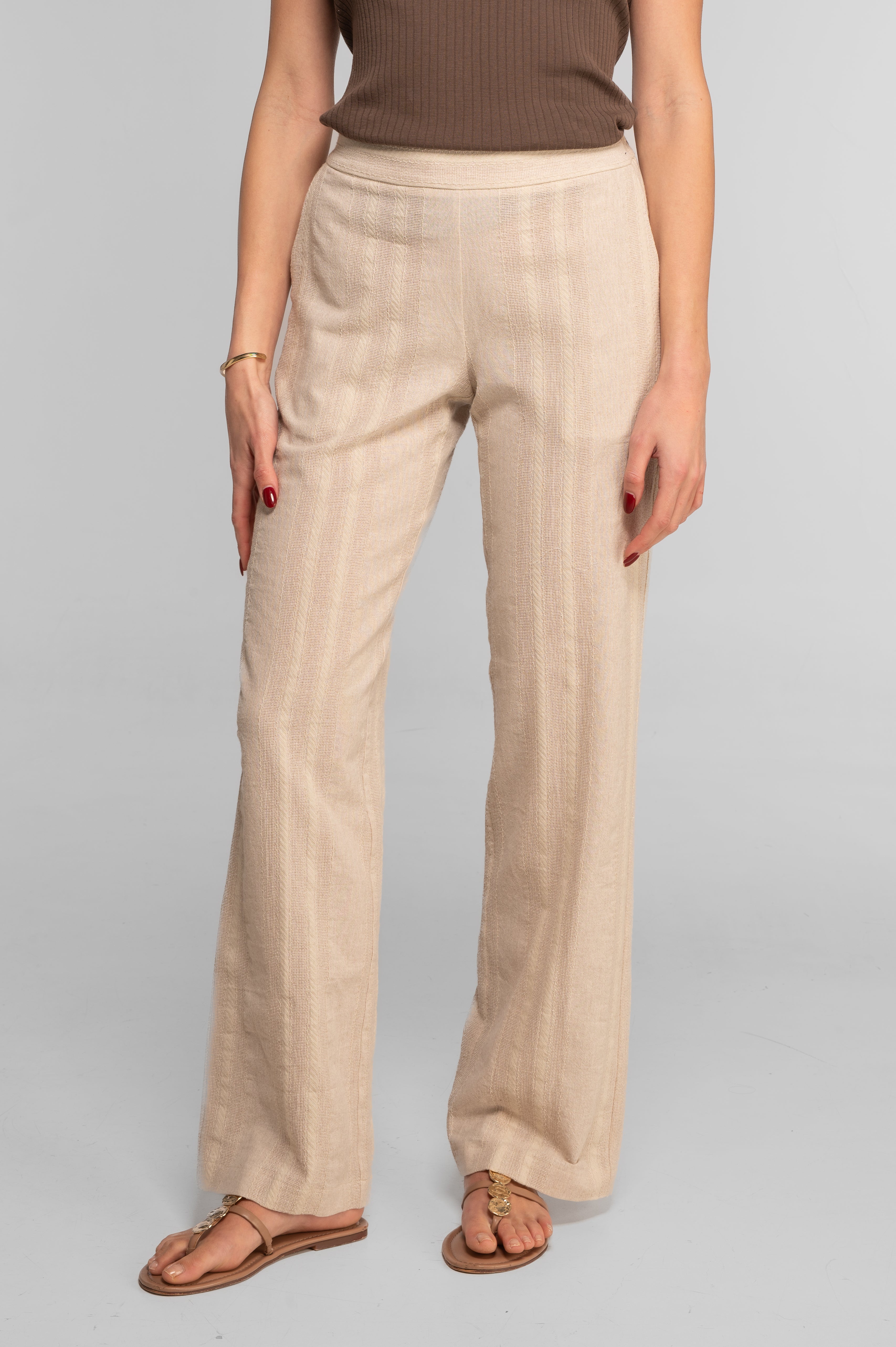 Cotton jacquard wide-leg trousers 7733