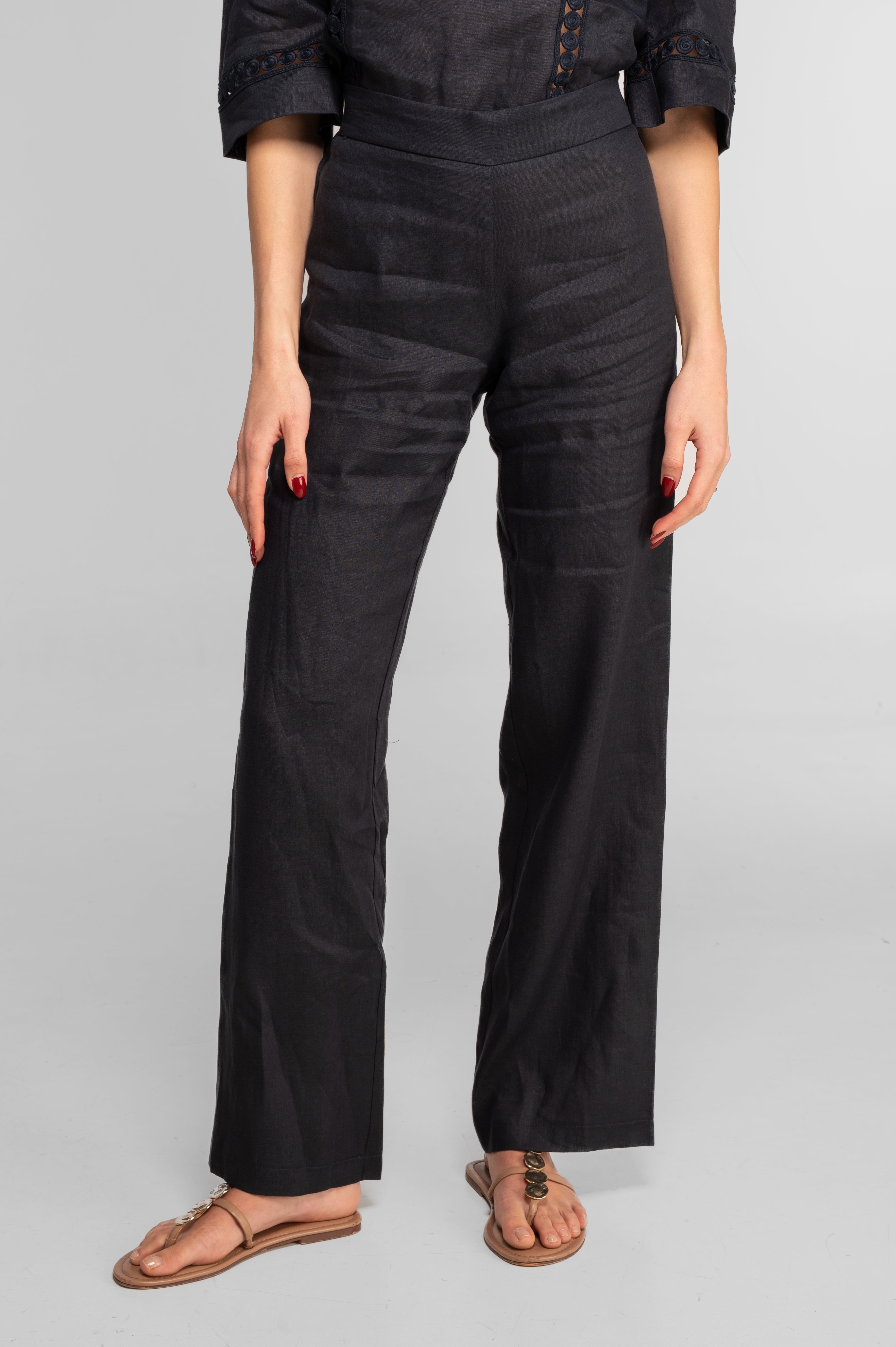 Linen wide-leg trousers 7743