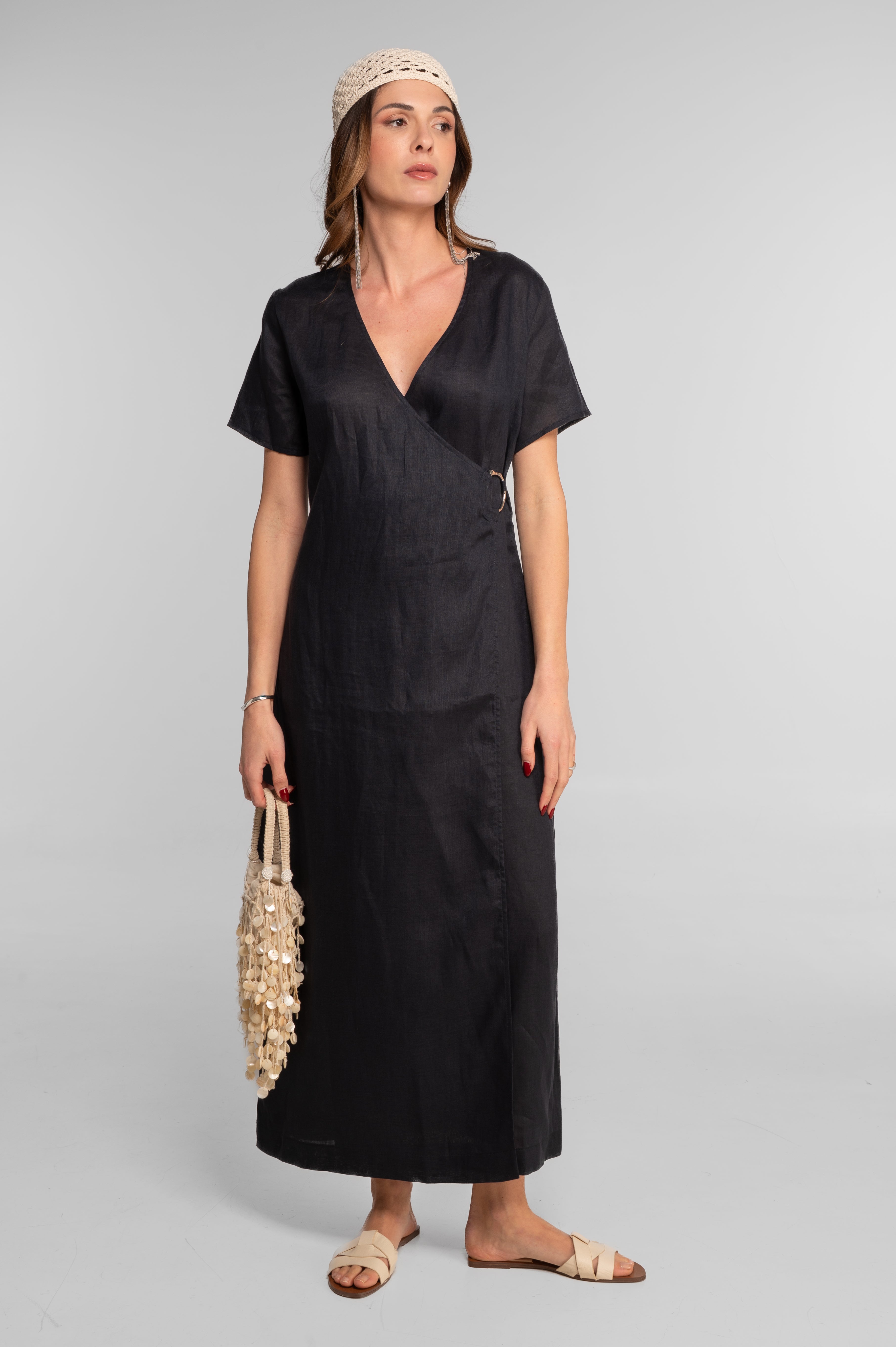 Linen wrap dress 7744
