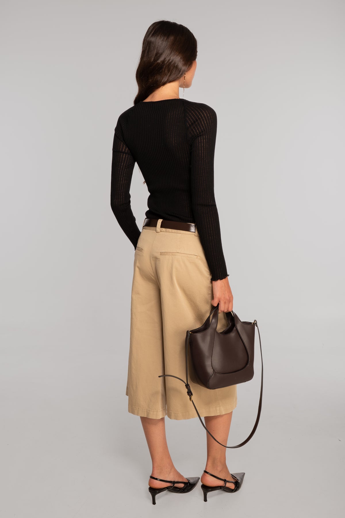 Long sleeves roundneck shirt in ajouré wool and silk with Chantilly lace 7849