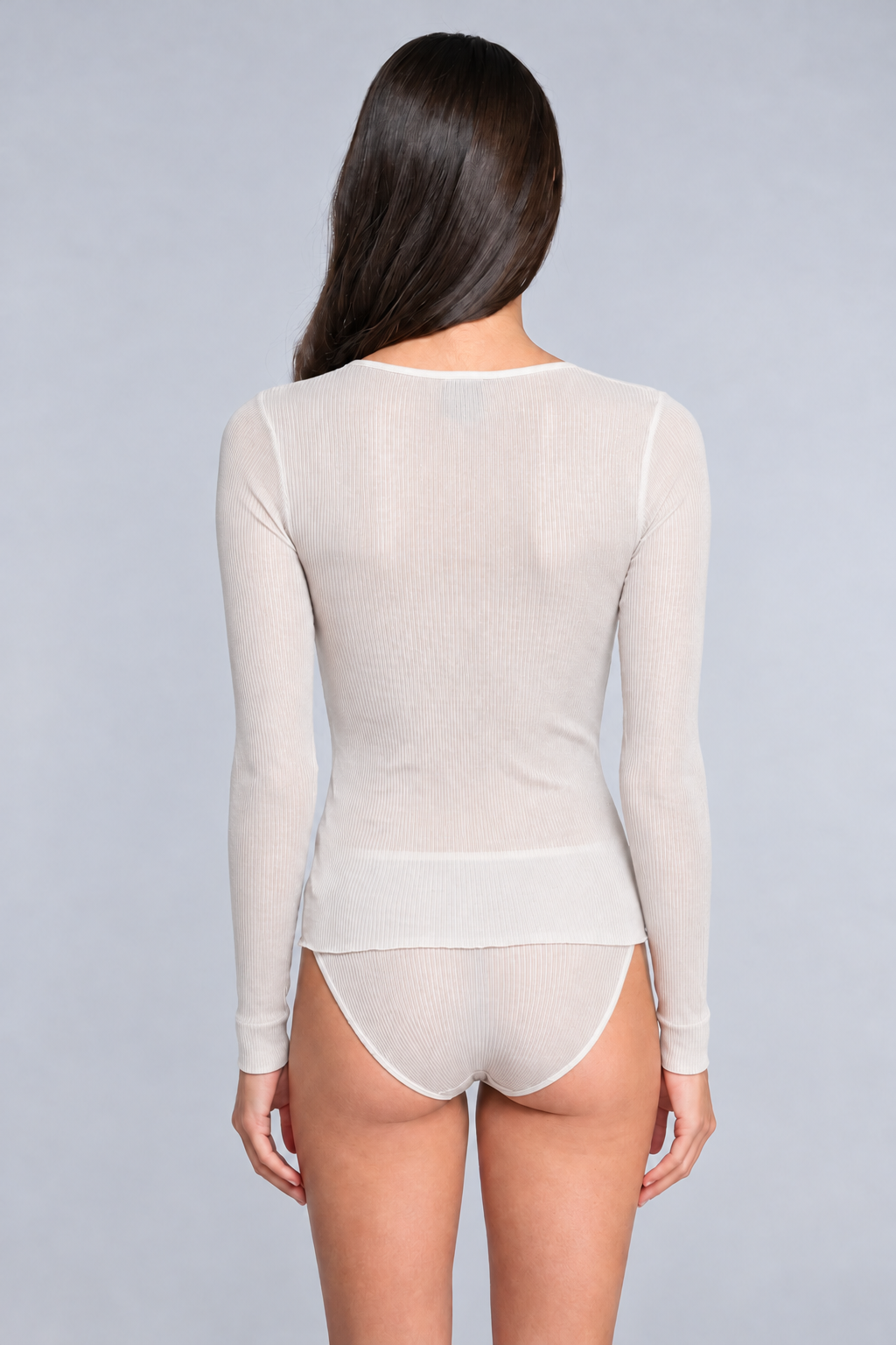 Longsleeves Woman Silk in pure silk organza with satin trimm 9456