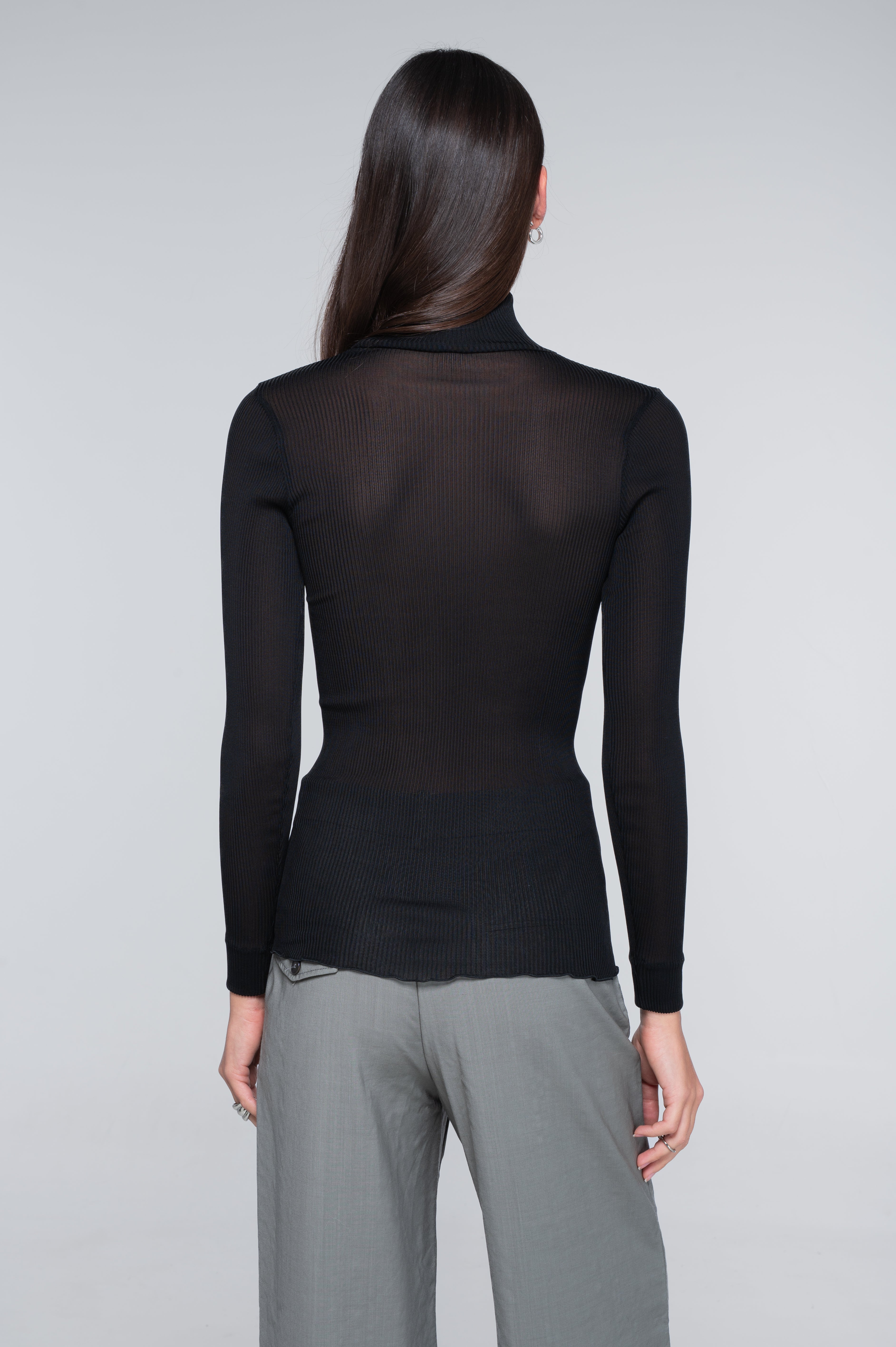 Pure silk mock neck shirt 9469