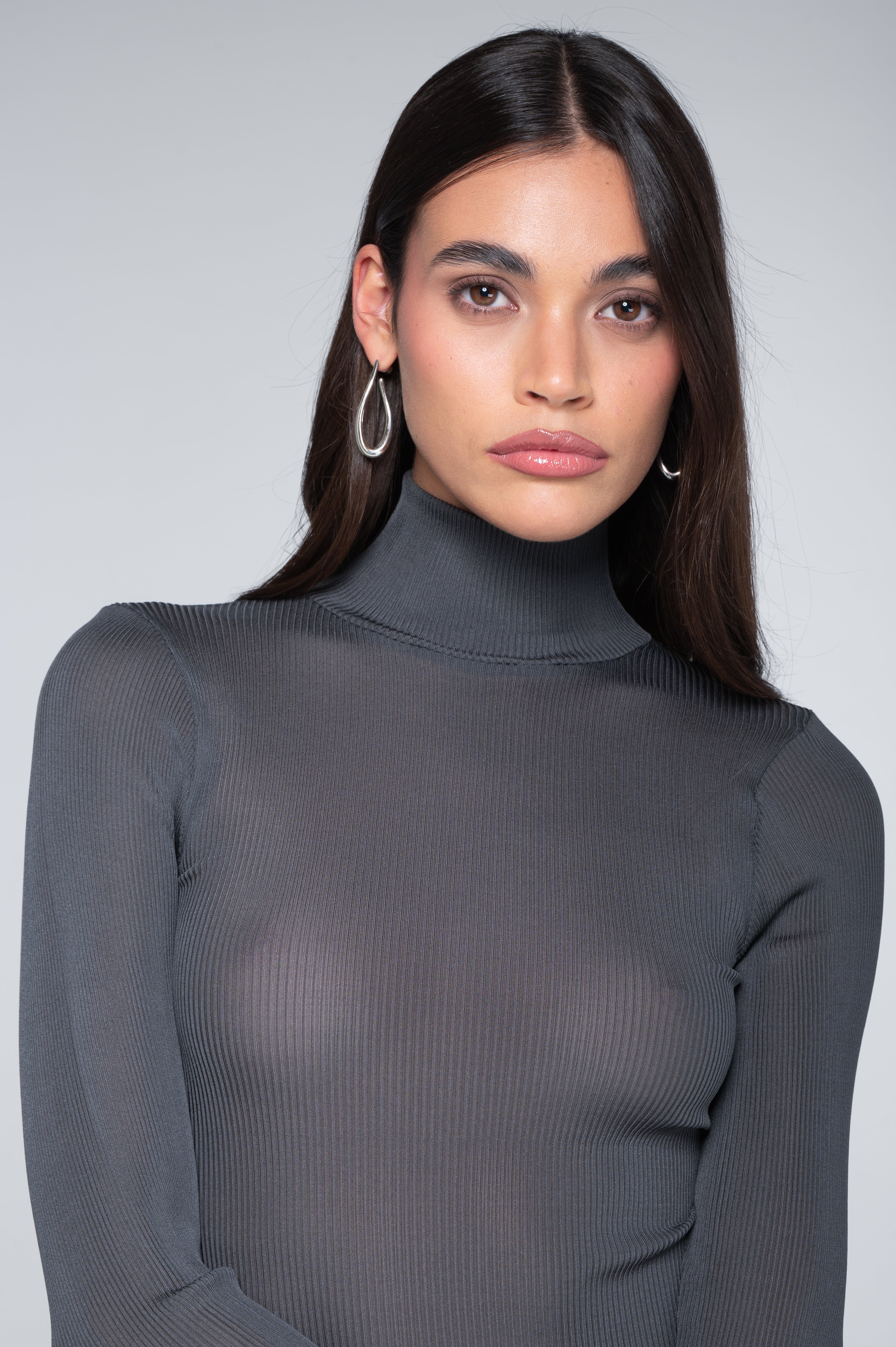 Pure silk mock neck shirt 9469