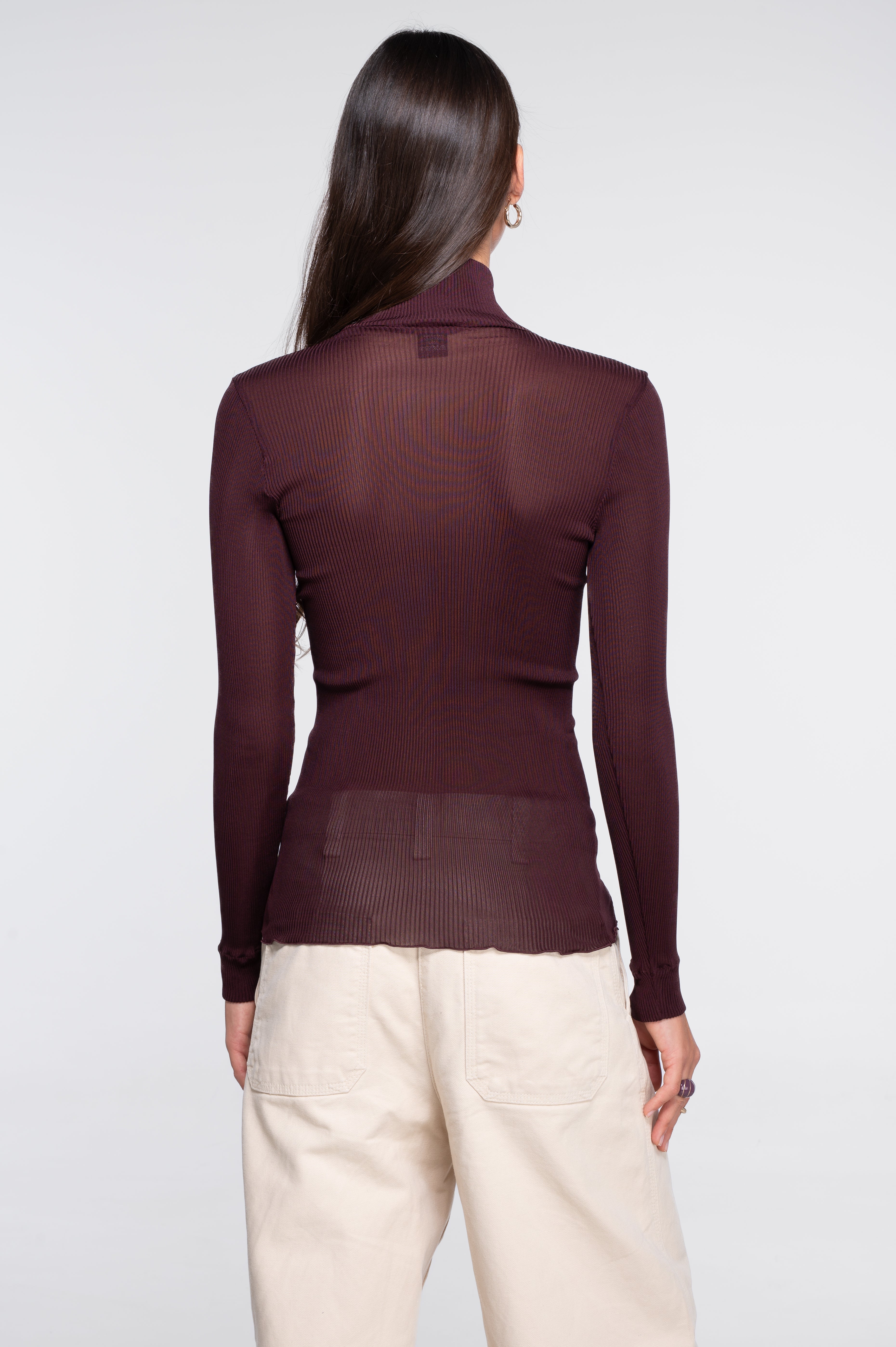 Pure silk mock neck shirt 9469