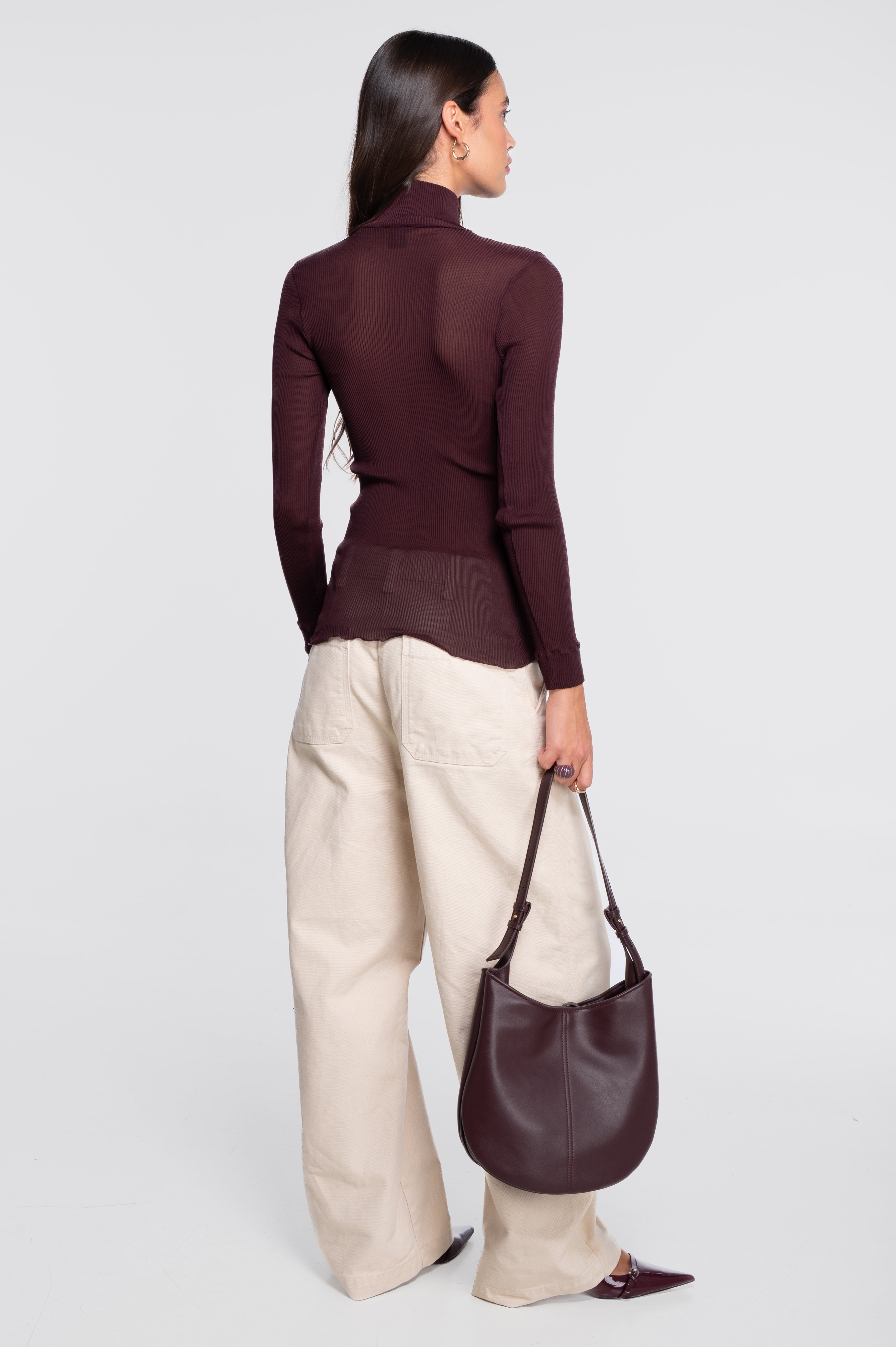 Pure silk mock neck shirt 9469