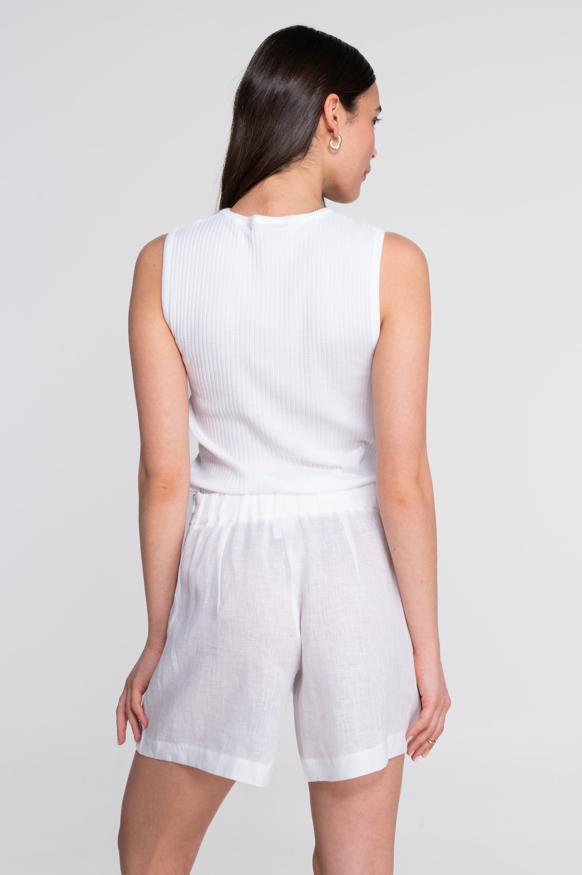 Flared linen shorts 7537L