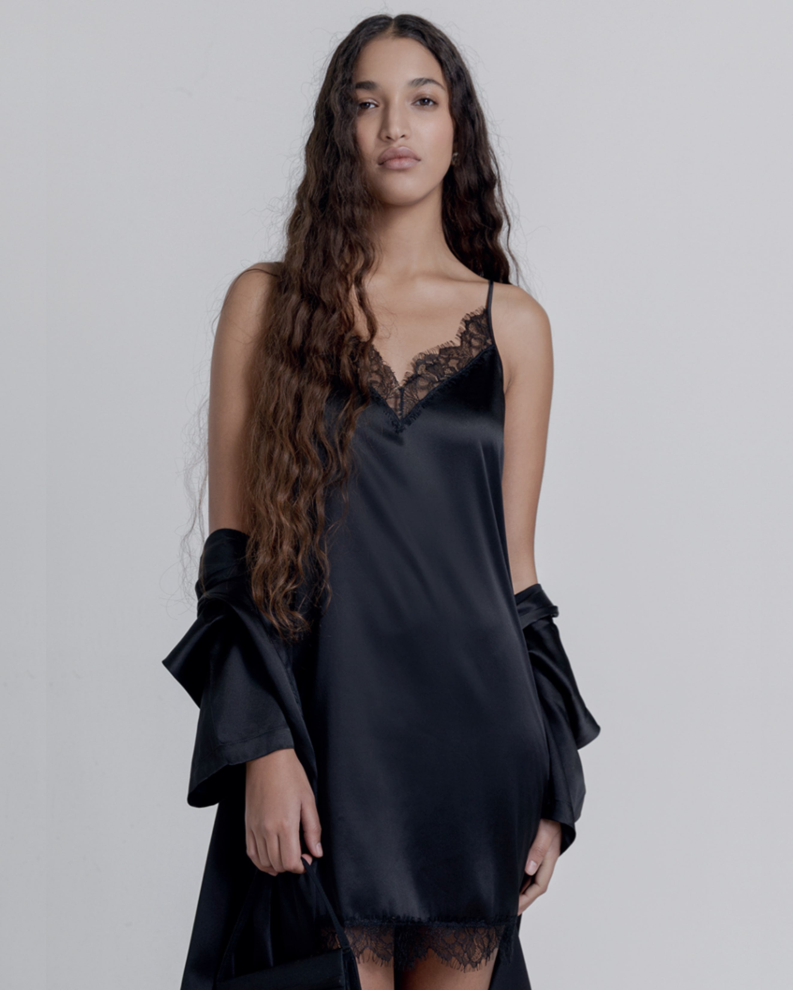 Camisole Top in stretch silk with Chantilly Lace 10334