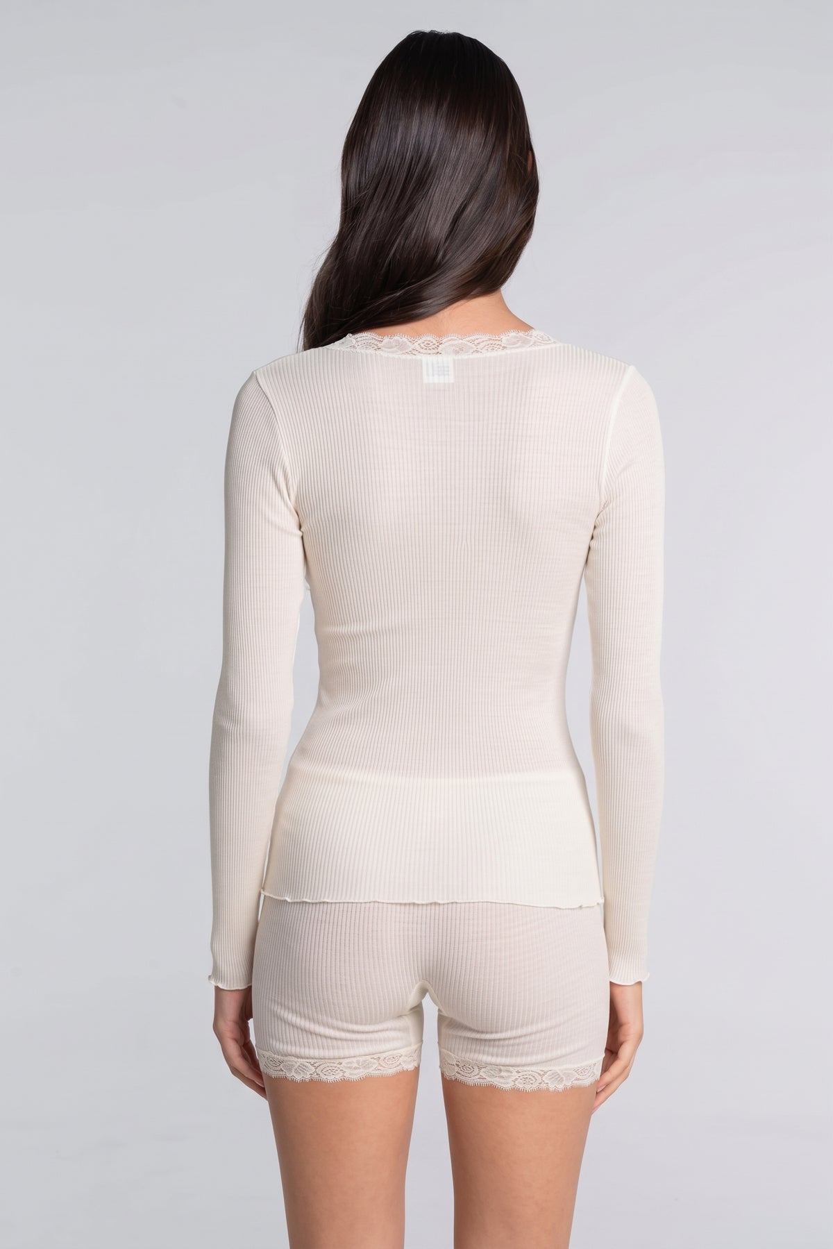 Maglia a maniche lunghe in lana e seta con pizzo Leavers 3416